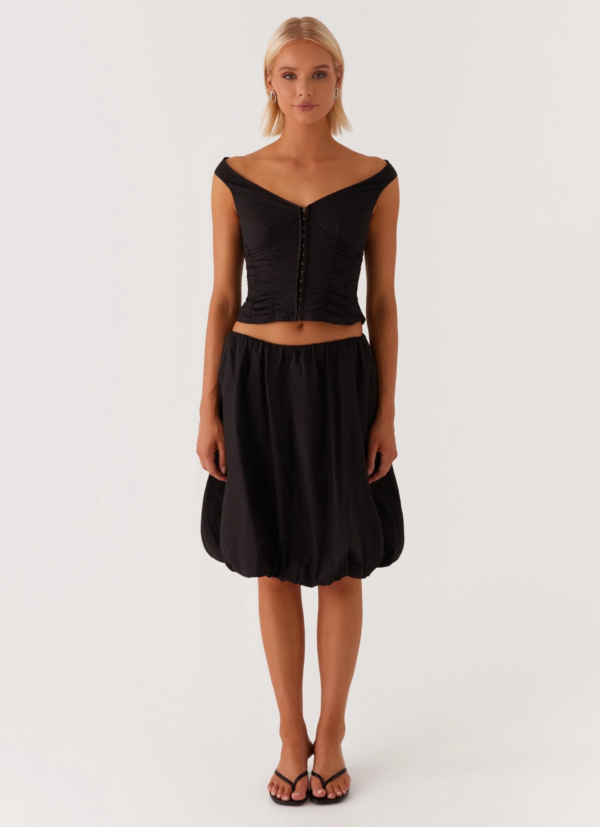 Durable Hem Make Way Bubble Midi Skirt - Black