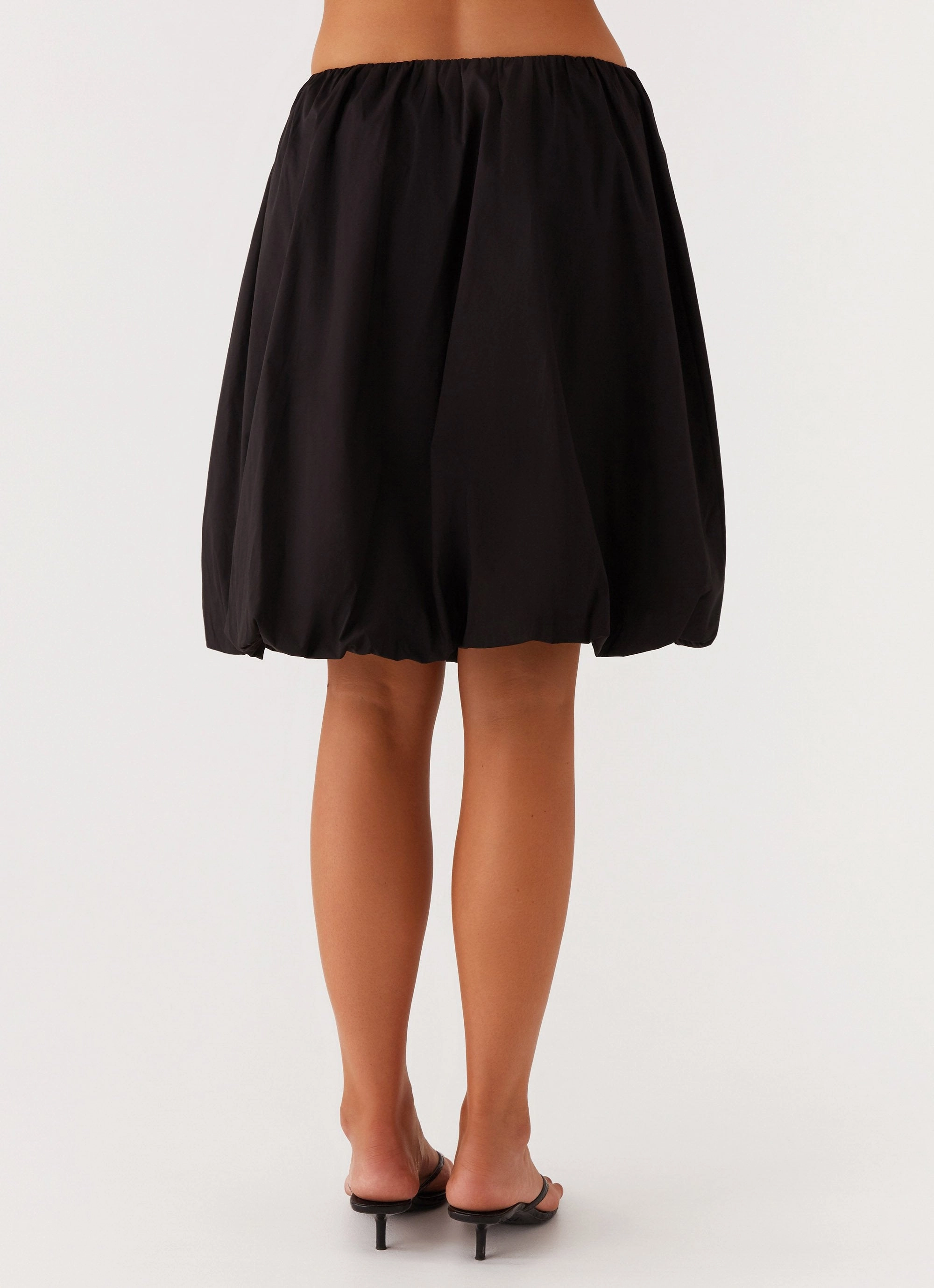 Timeless Touch Shirred Back Make Way Bubble Midi Skirt - Black