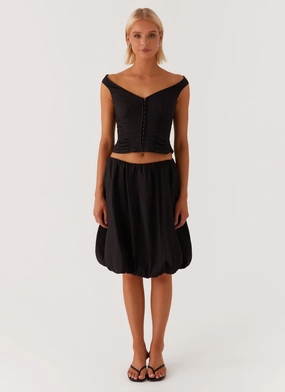 Durable Hem Make Way Bubble Midi Skirt - Black