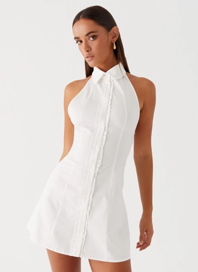Practical Choice Dallas Collared Mini Dress - White