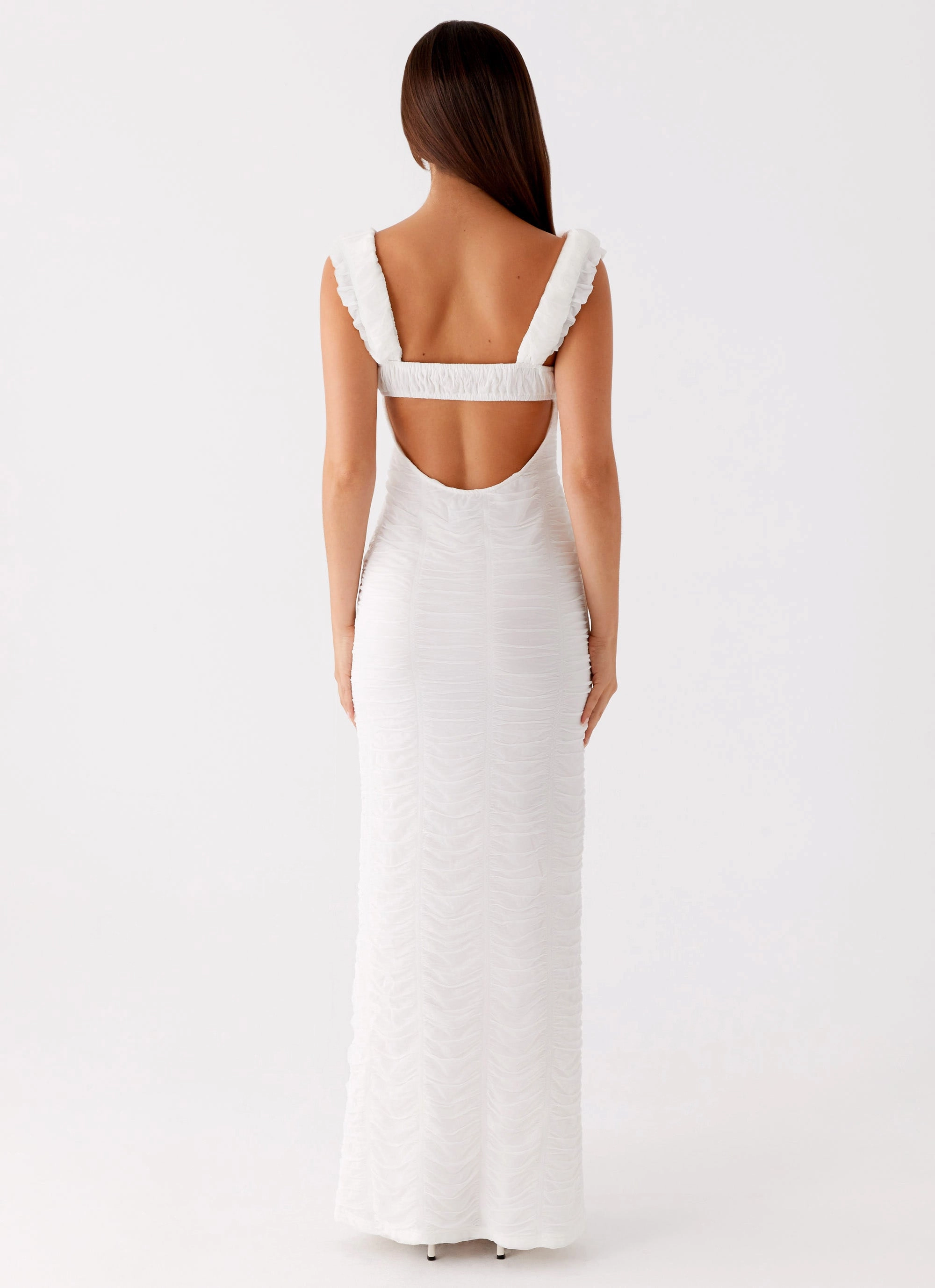 Senses Midi Dress - White Warm-Layer Modern Waistband