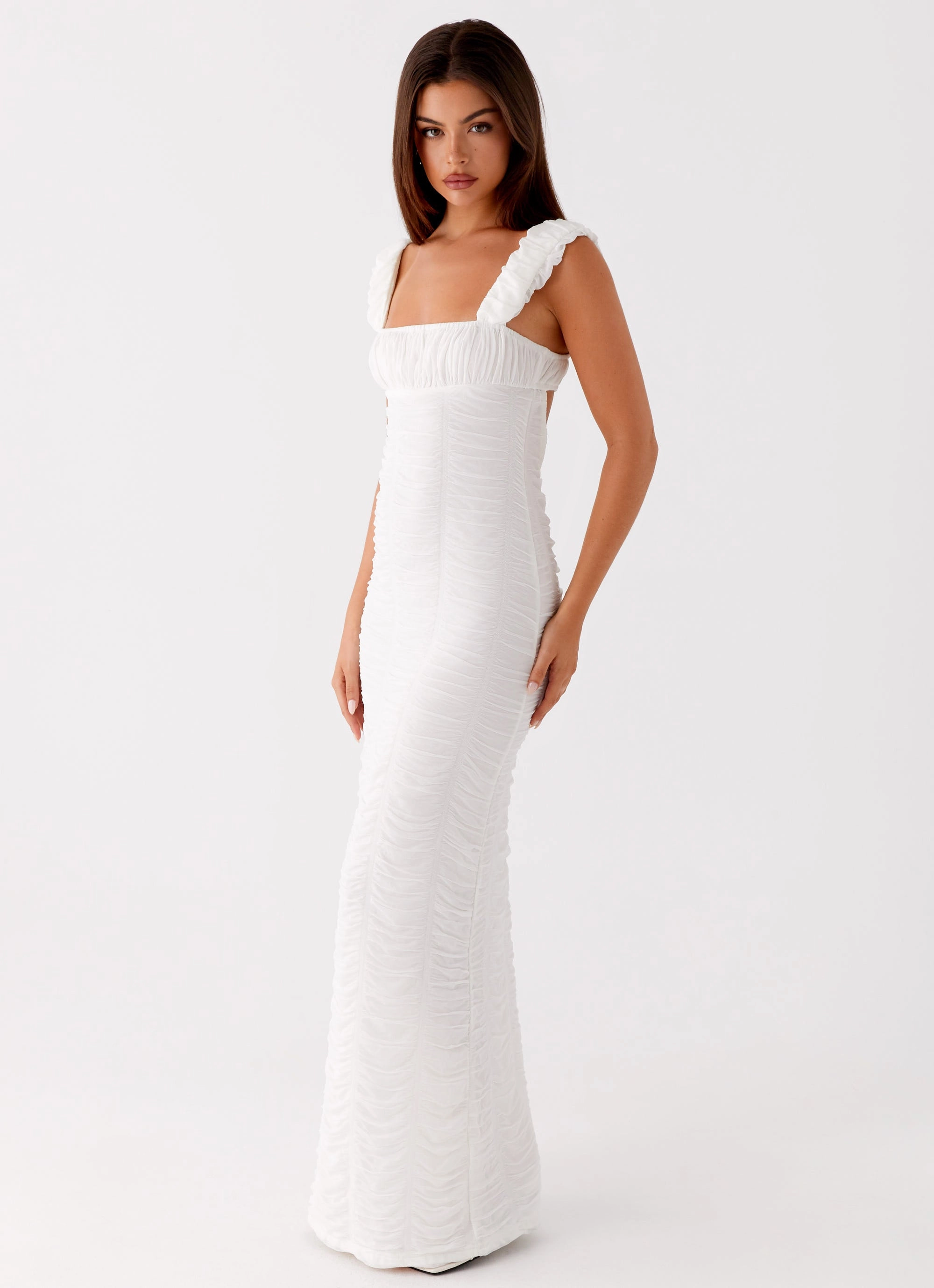 Classic sheath dress flowy style Senses Midi Dress - White