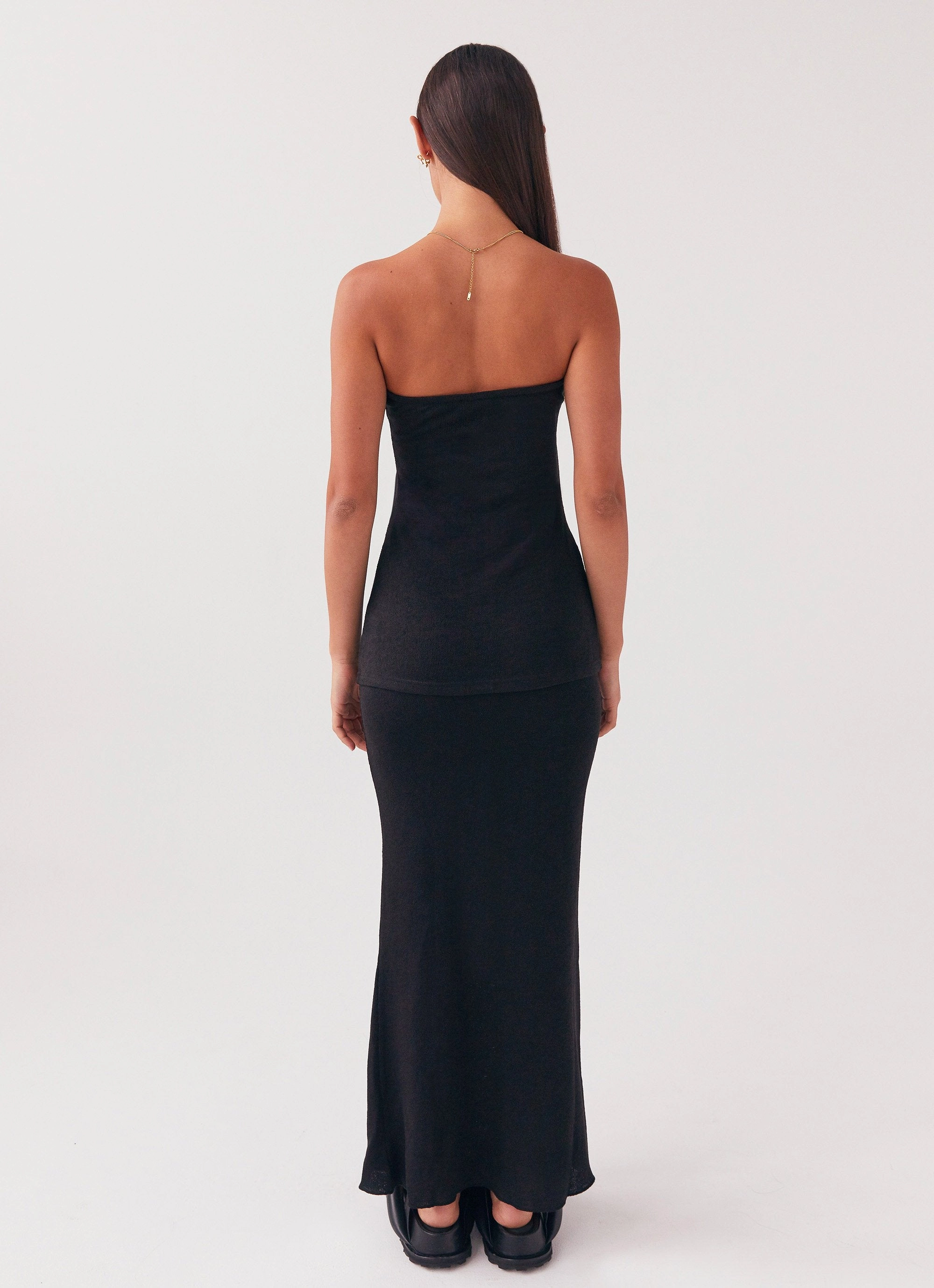 StretchWaistband Delicate Lady Knit Top - Black