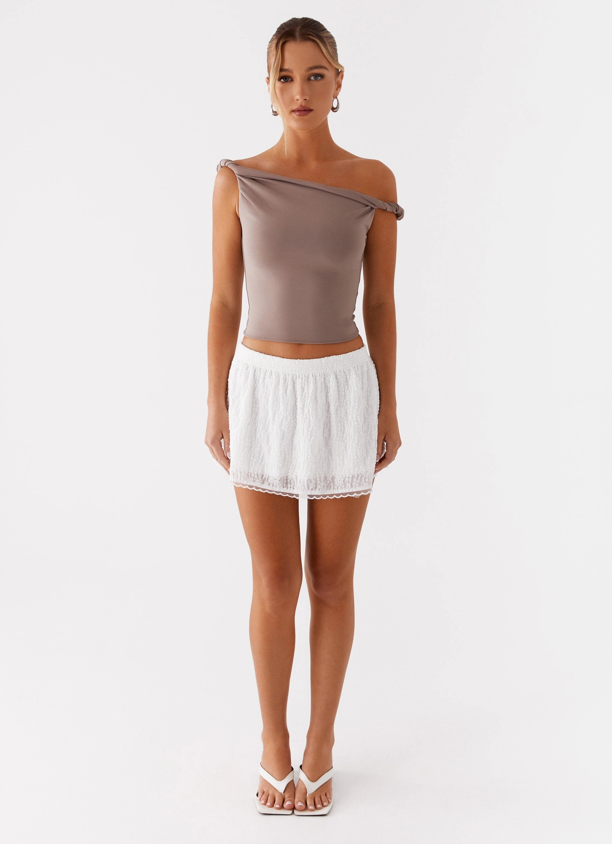 Korra Mini Skirt - White Street Ready Wardrobe Hero