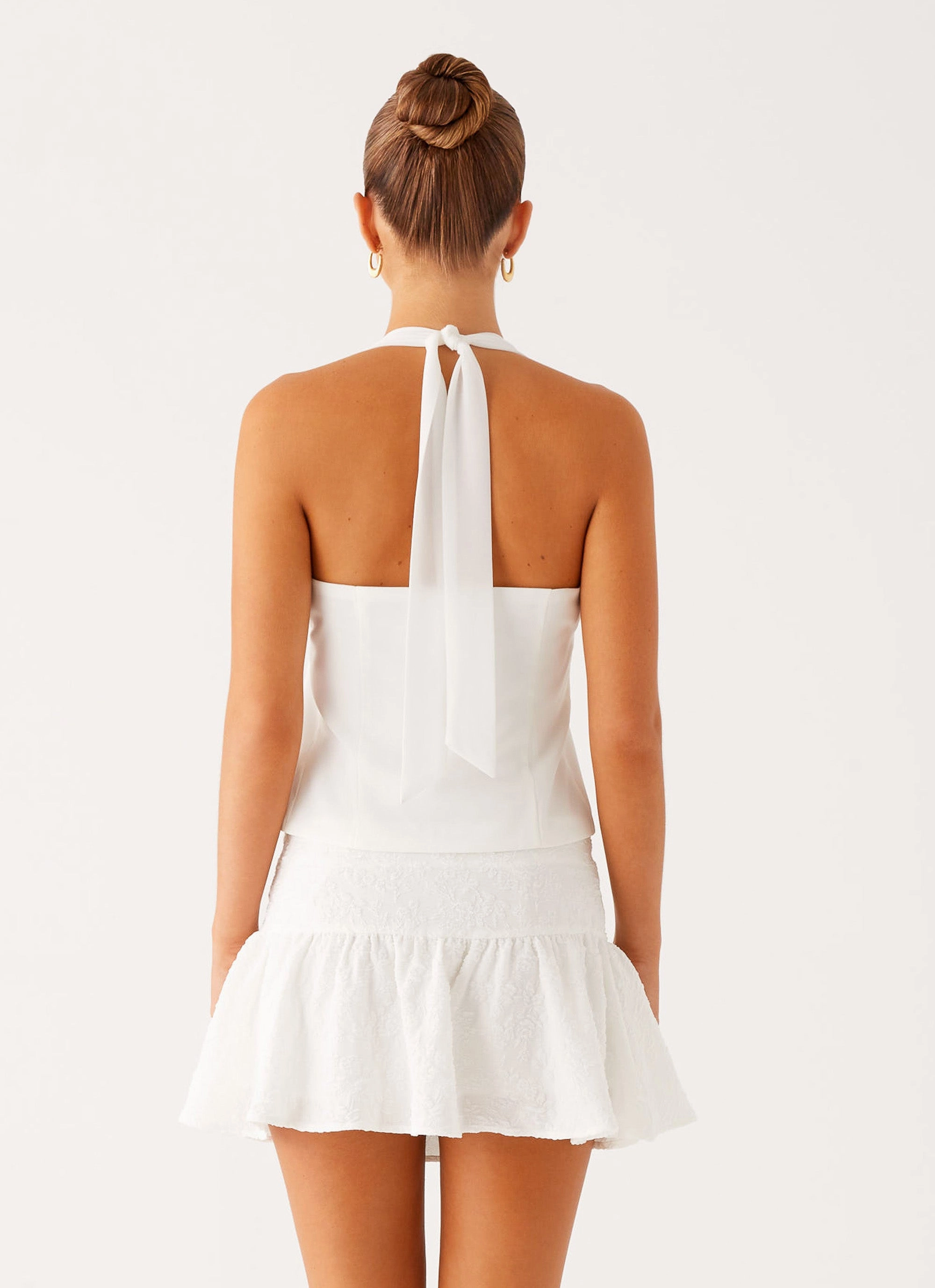 Buttonless Closure ButtonlessClosure Lets Pretend Halterneck Top - White