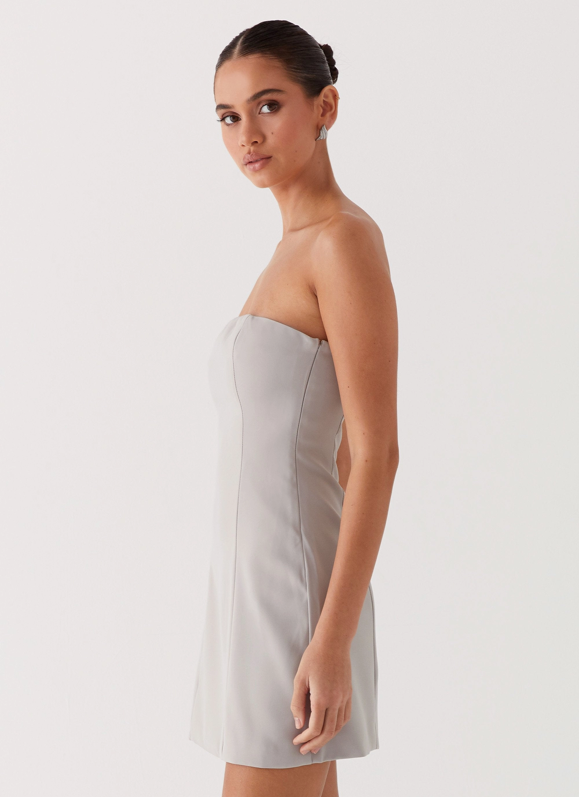 Ayanna Strapless Mini Dress - Grey Shared Glow Date Nightwear