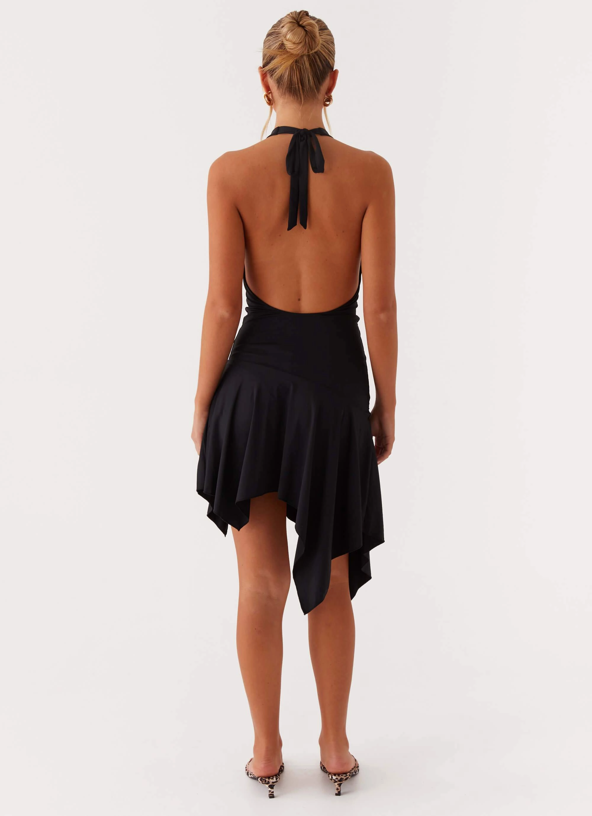 Lilyana Low Back Halter Midi Dress - Black Floral Comfort