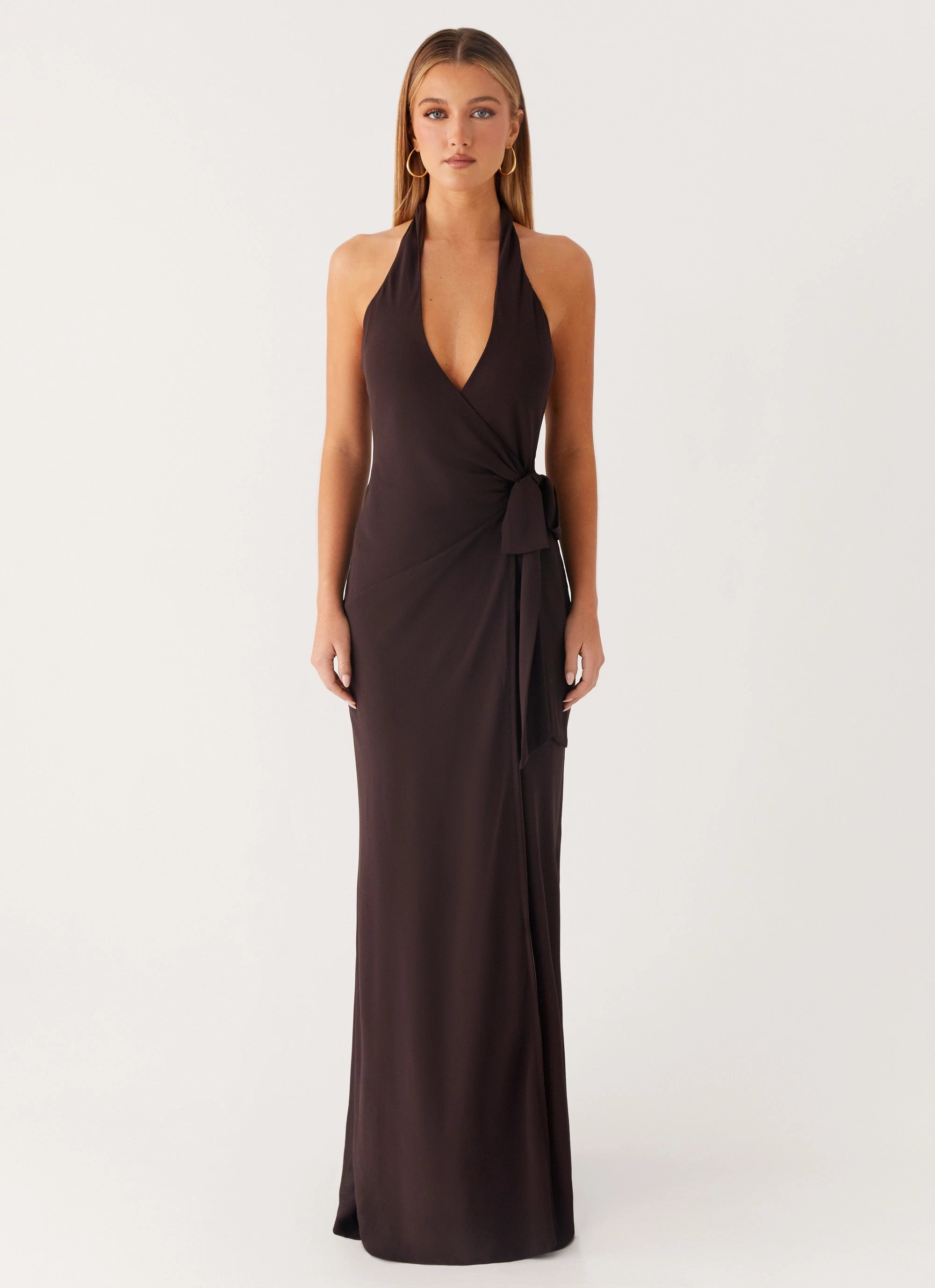 So Chic Maxi Dress - Cool Chocolate Silky Touch Mood Look