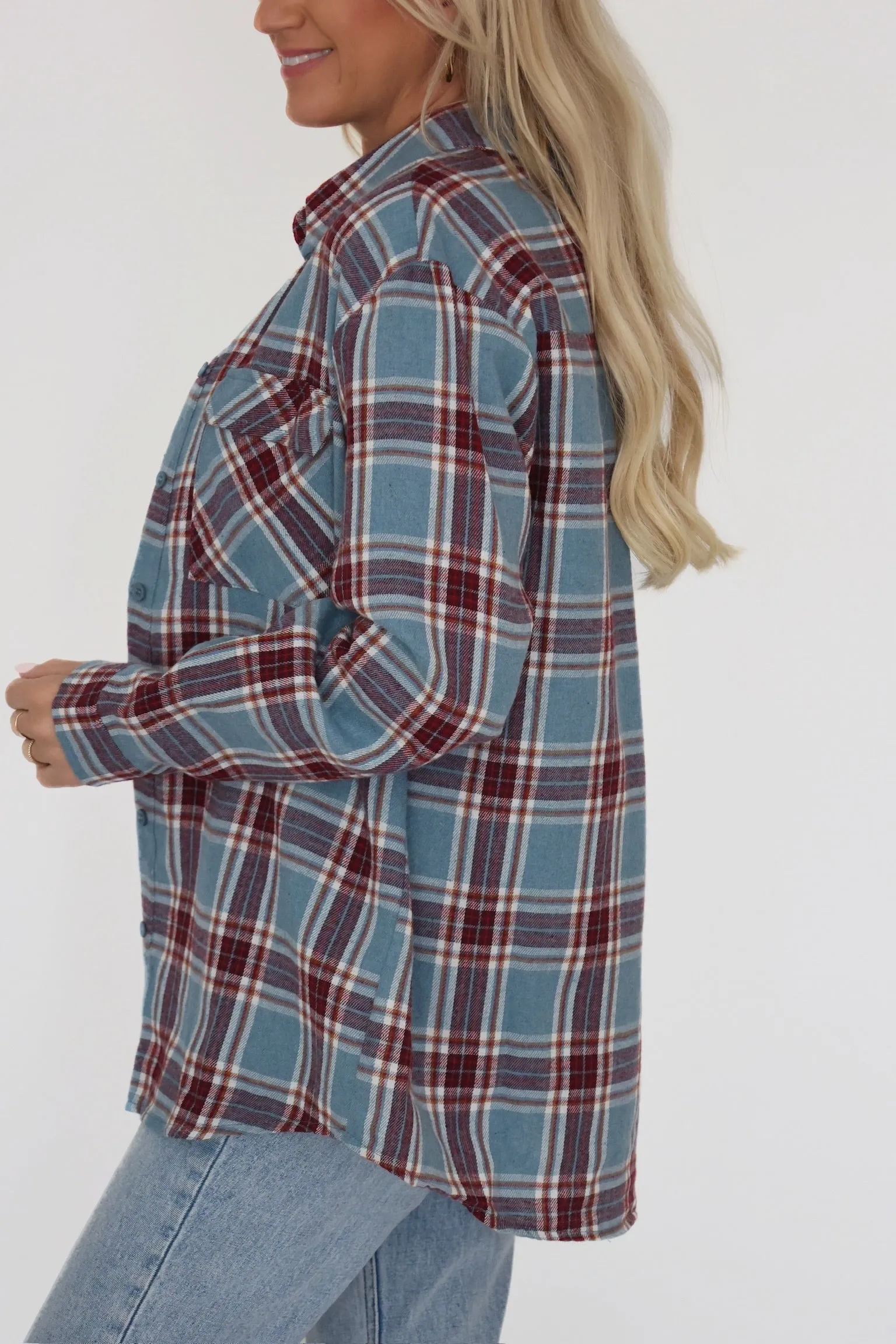 AdjustableNeckline Flannel Cure Top