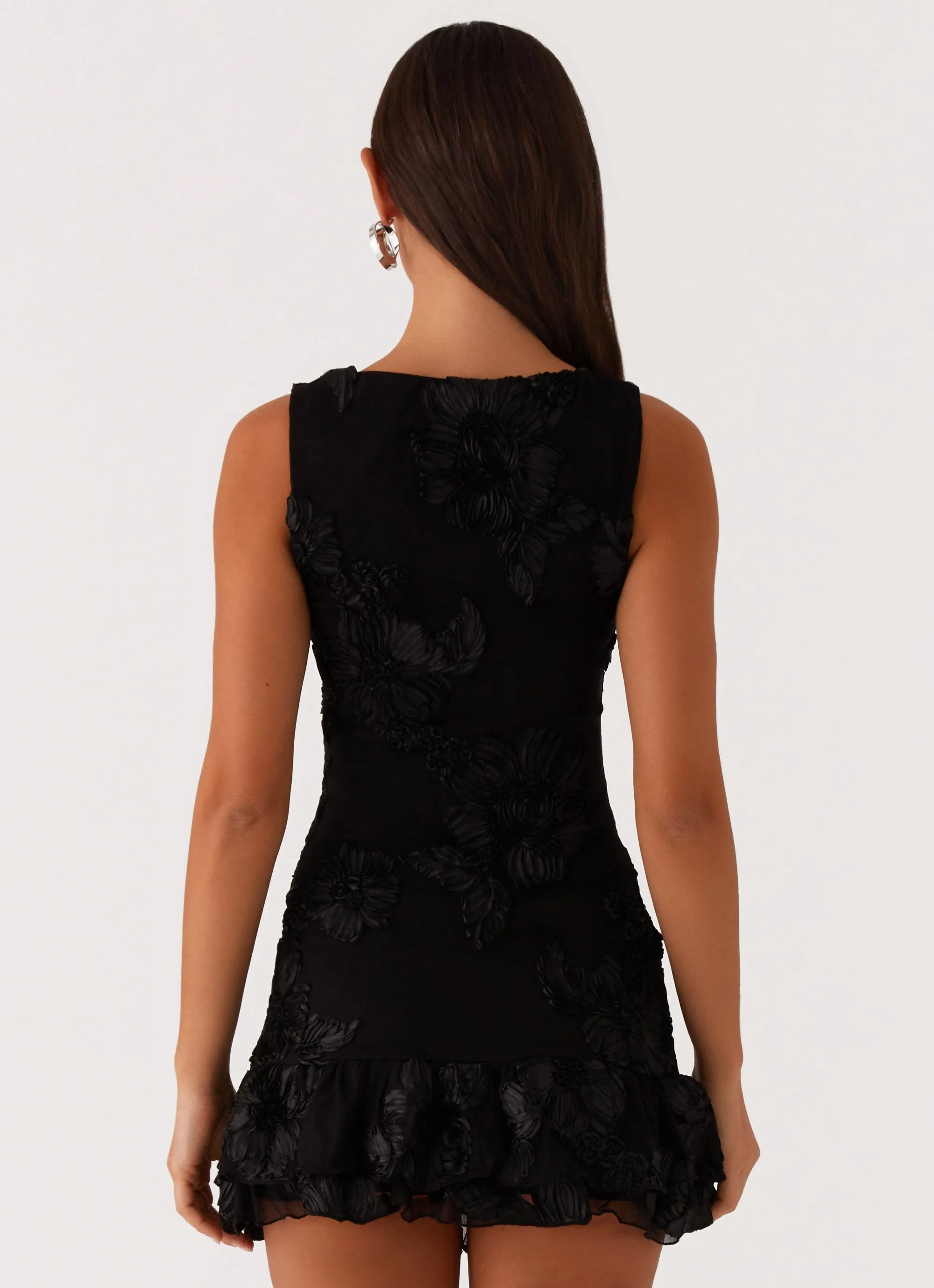 Last Dance High Neck Mini Dress - Black Front-Pocket