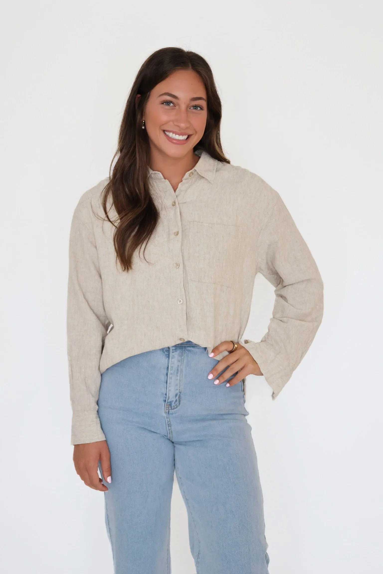 AntiSnag Fabric Alfie Linen Button Up - Flax