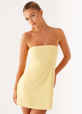 Honey Bow Mini Dress - Yellow All Gender Fit Pure Piece