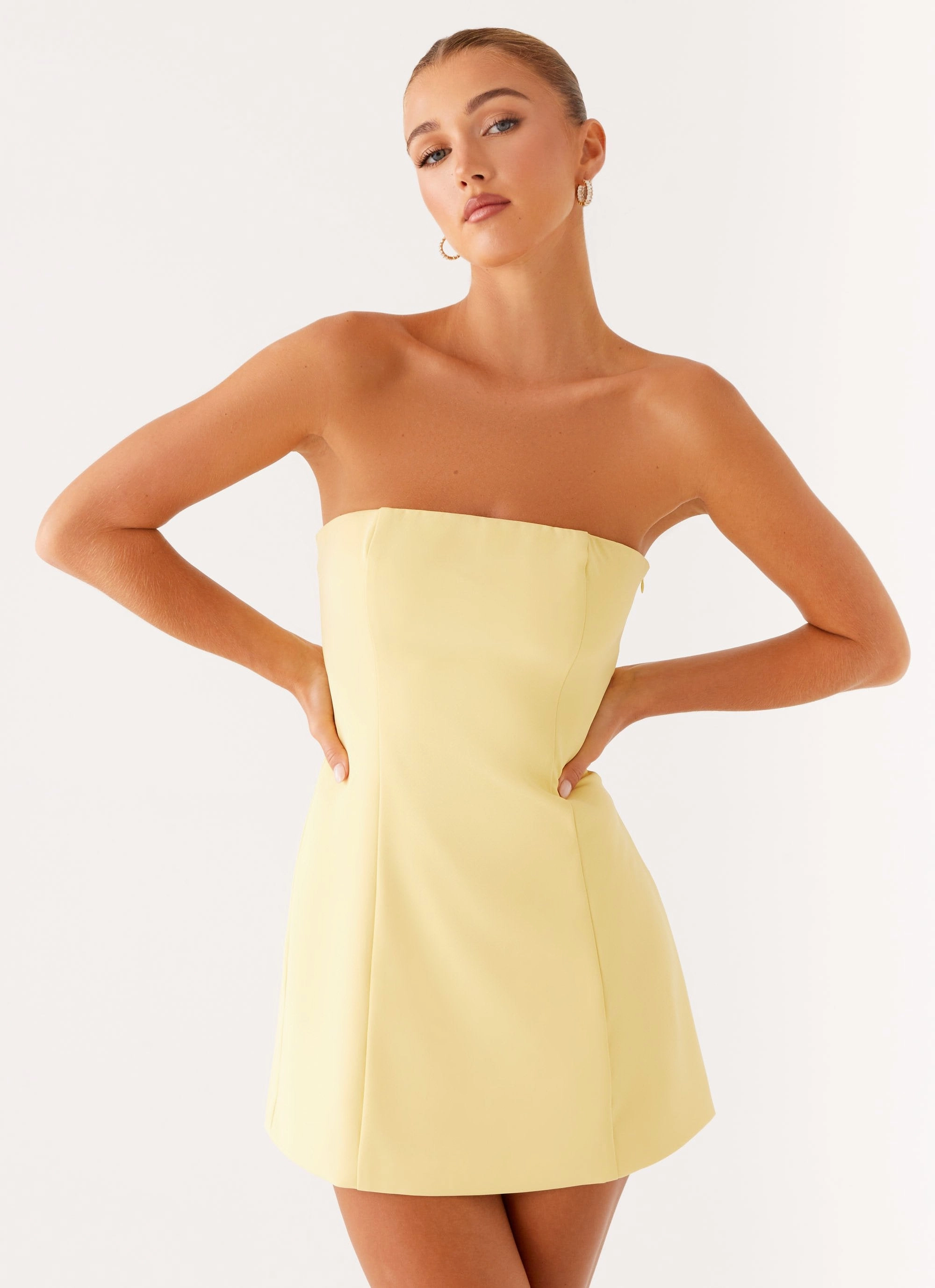 Honey Bow Mini Dress - Yellow Event Glow