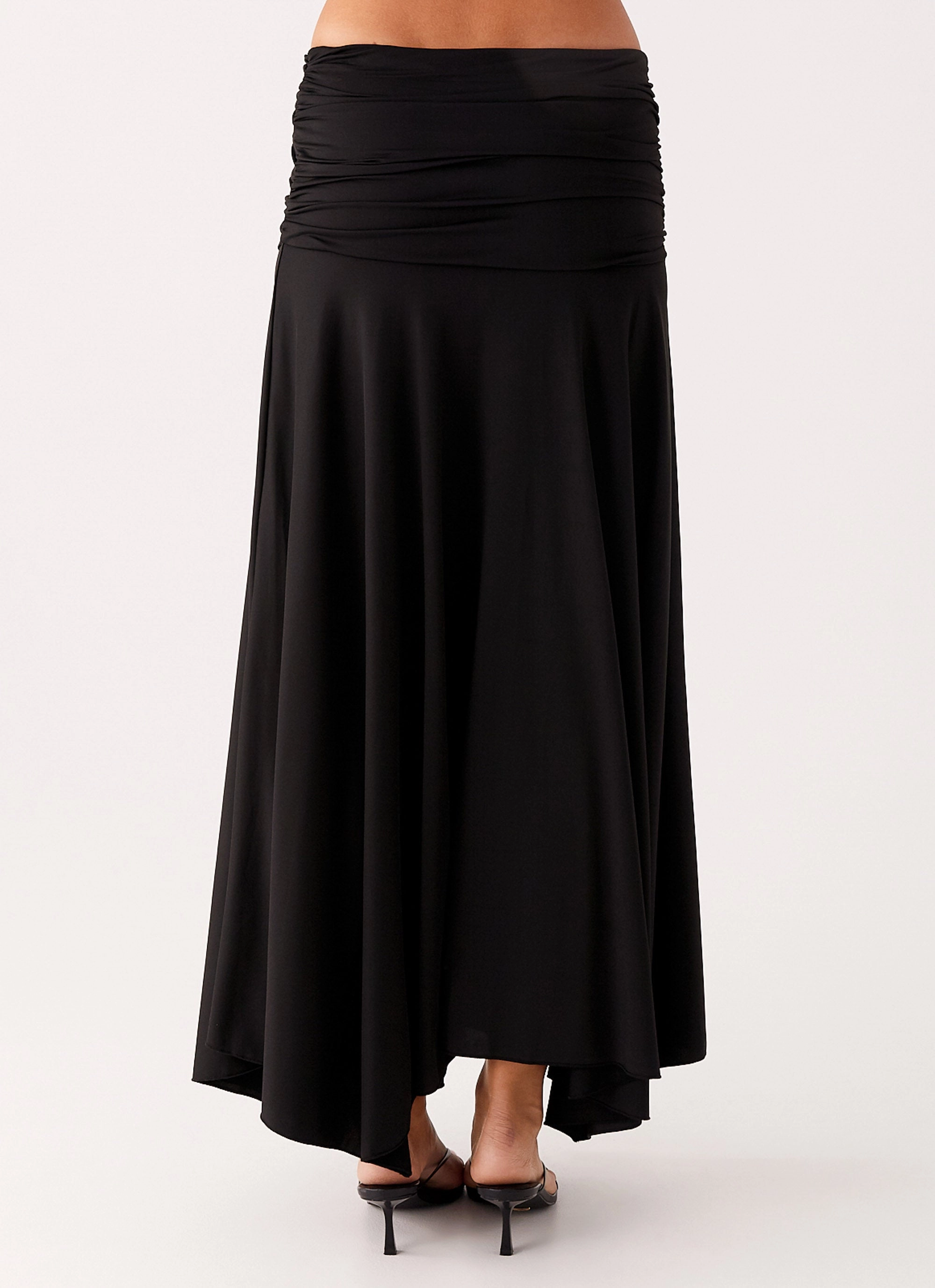 Full Coverage All Day Use Liana Ruched Maxi Skirt - Black