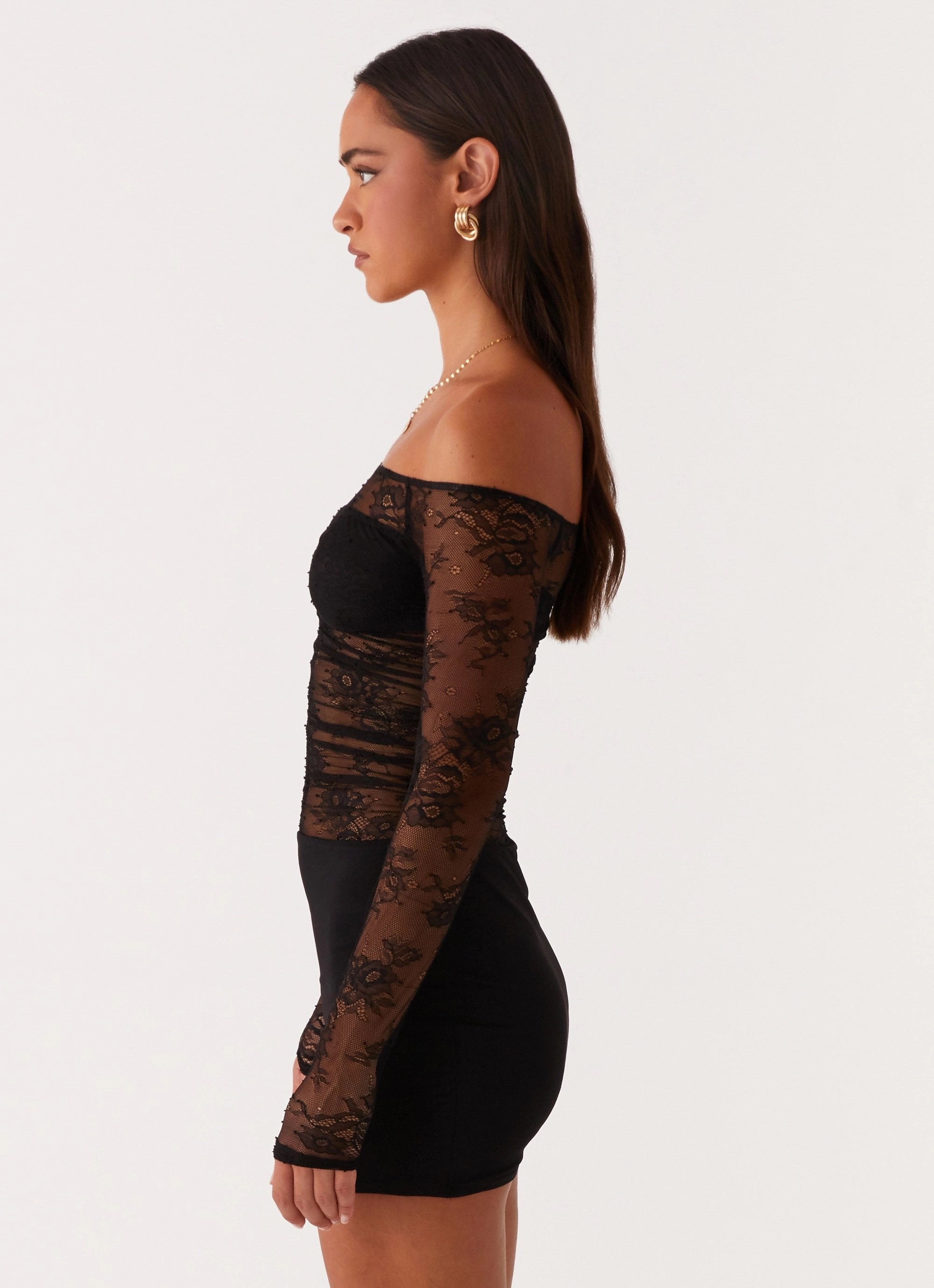 Collide Lace Mini Dress - Black Casual Elegance Soft Balance