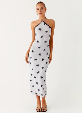 Nestel Flock Halter Midi Dress - Lilac Stylish Appeal Dreamy Simplicity