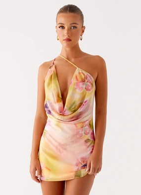 Light and Comfortable Fitted Mood Bohemian Bliss Mesh Mini Dress - Sunburst Floral