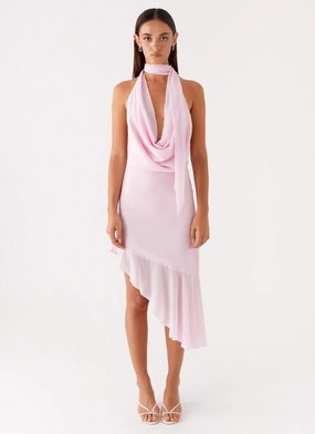 Fall Tone Repair-Friendly Layna Scarf Midi Dress - Pink
