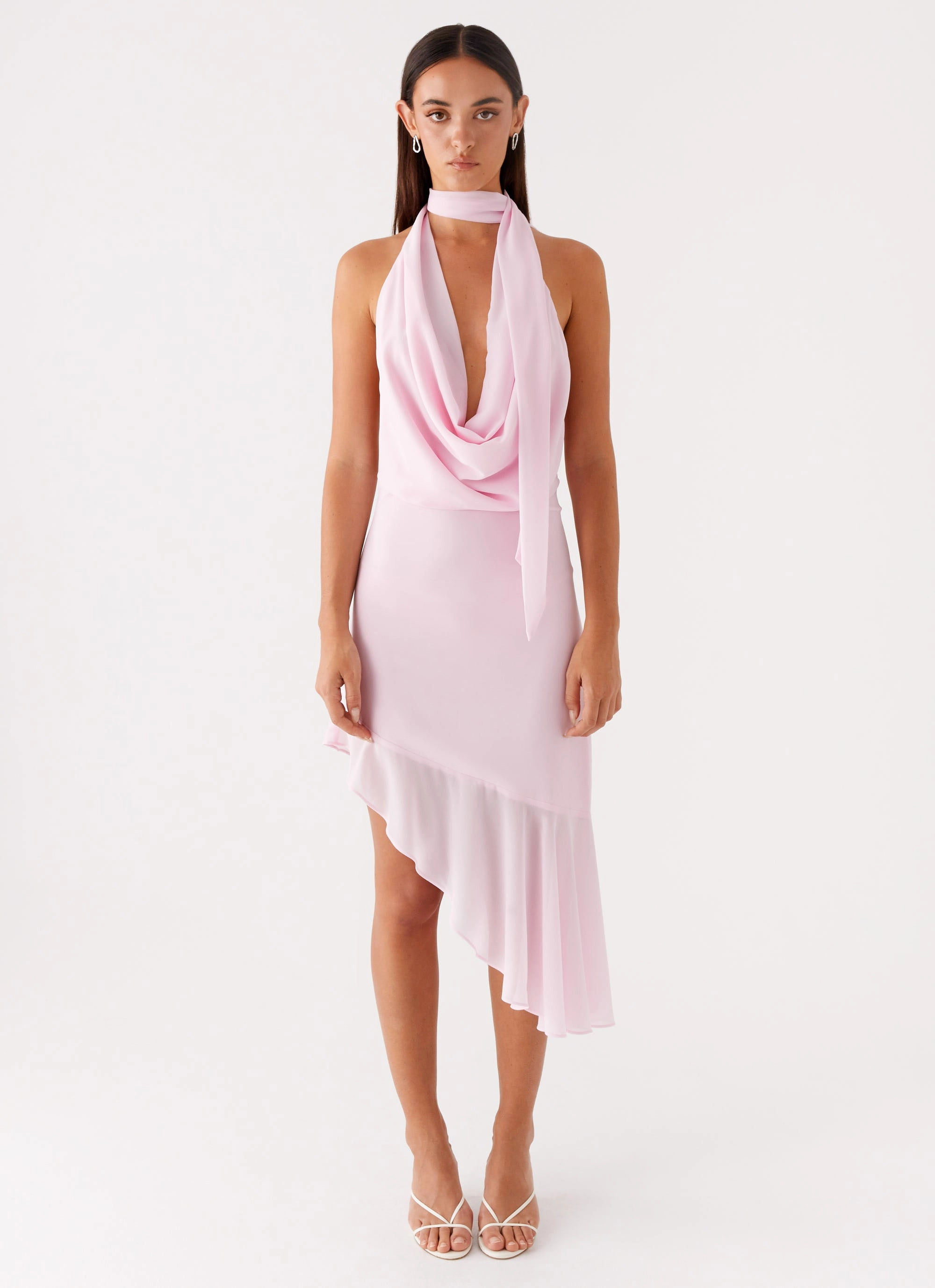 Fall Tone Repair-Friendly Layna Scarf Midi Dress - Pink