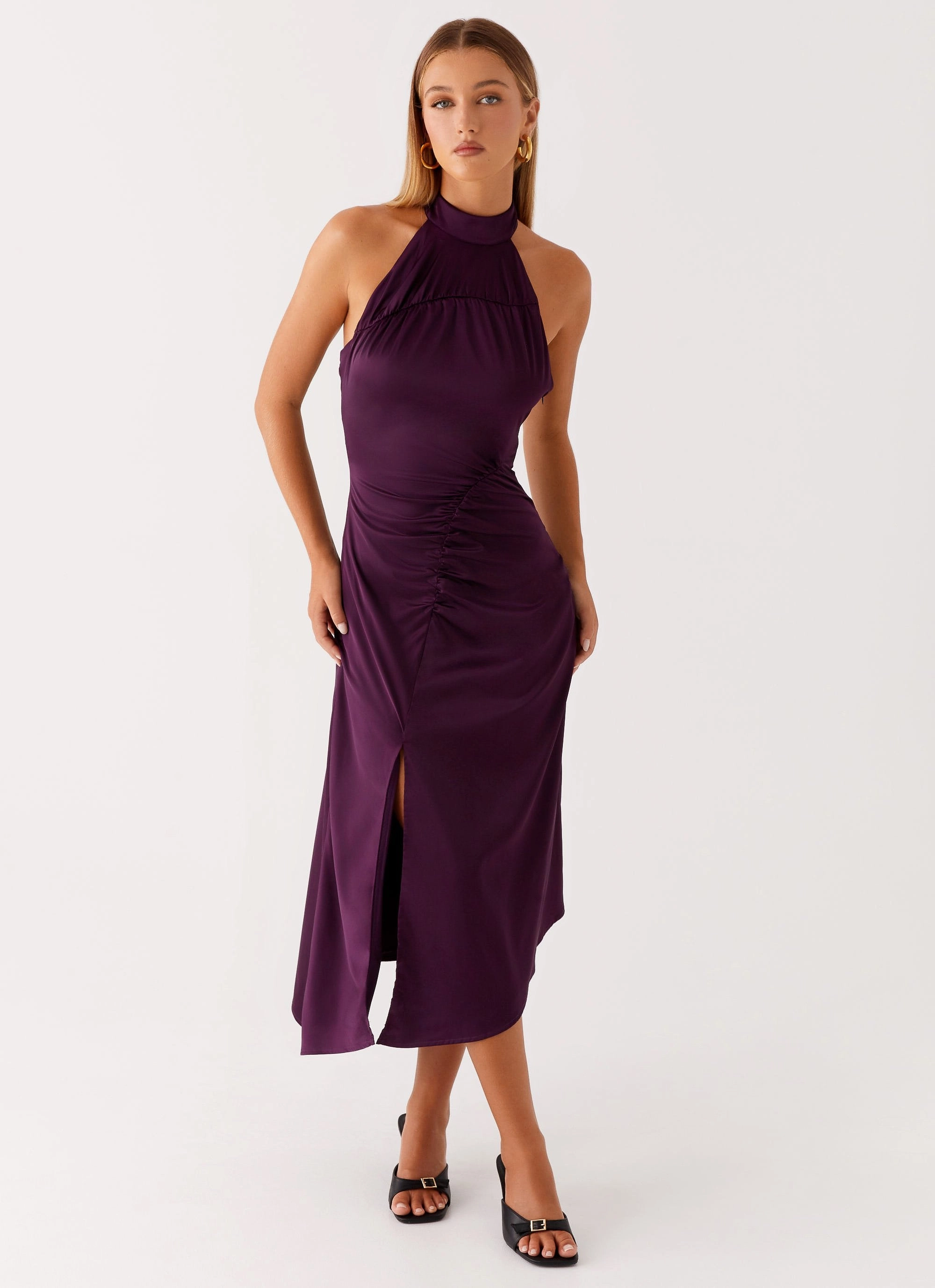 OdorControlTreatment Casta Halterneck Midi Dress - Plum