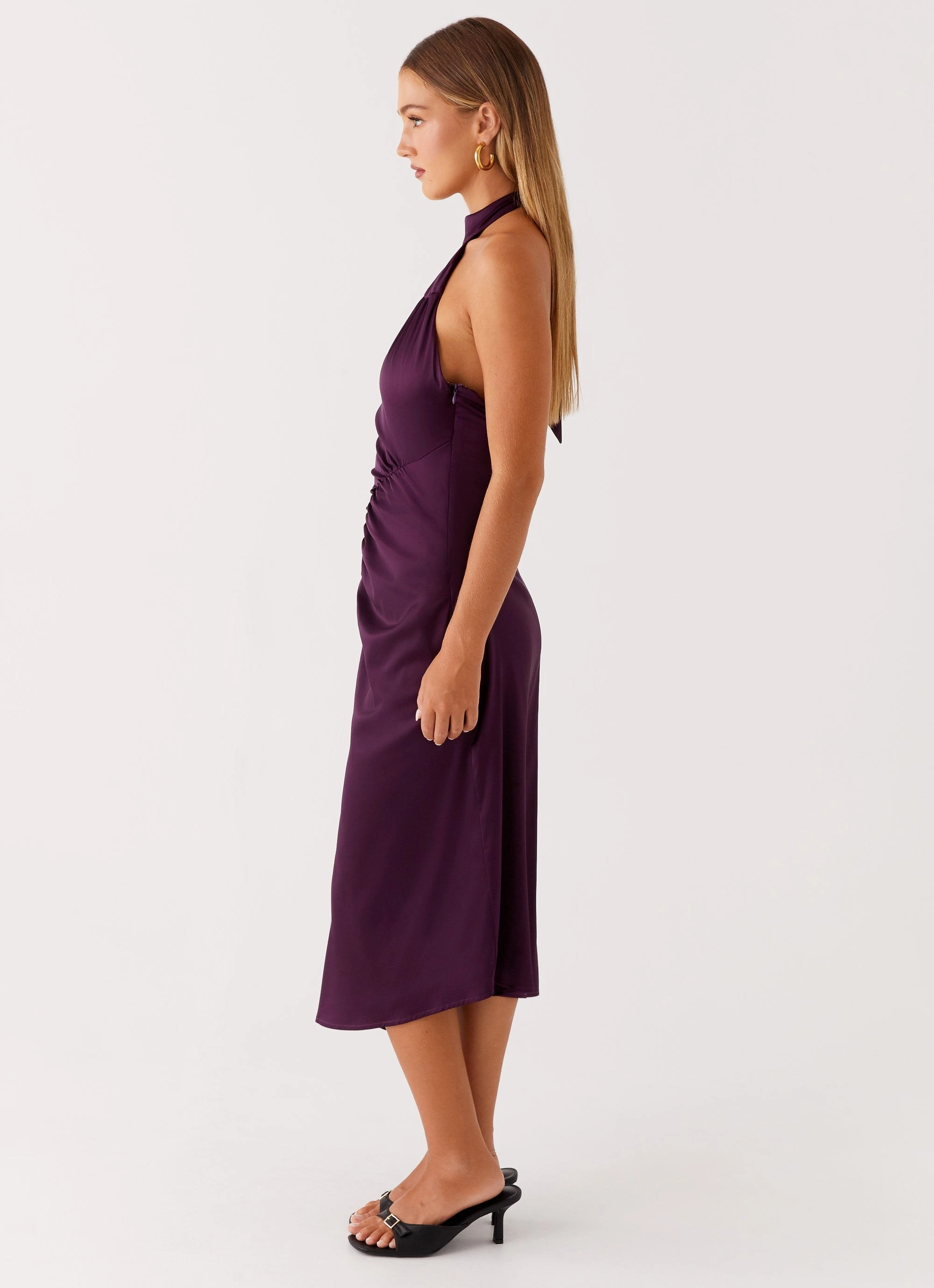 Calm Touch Lounge Vibes Casta Halterneck Midi Dress - Plum