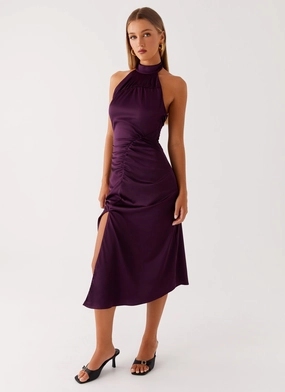 Casta Halterneck Midi Dress - Plum Fit Vibe Fall Flow