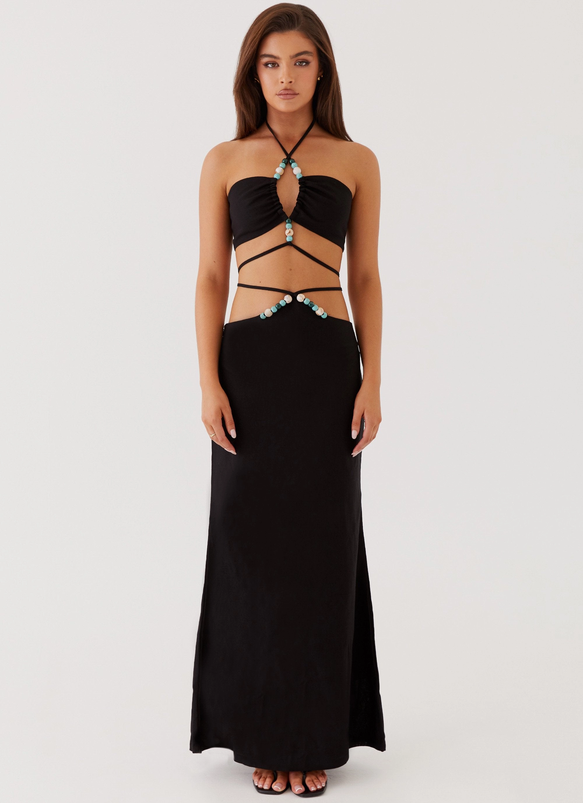 Neveah Beaded Maxi Skirt - Black Playful Vibe Resort Vacation