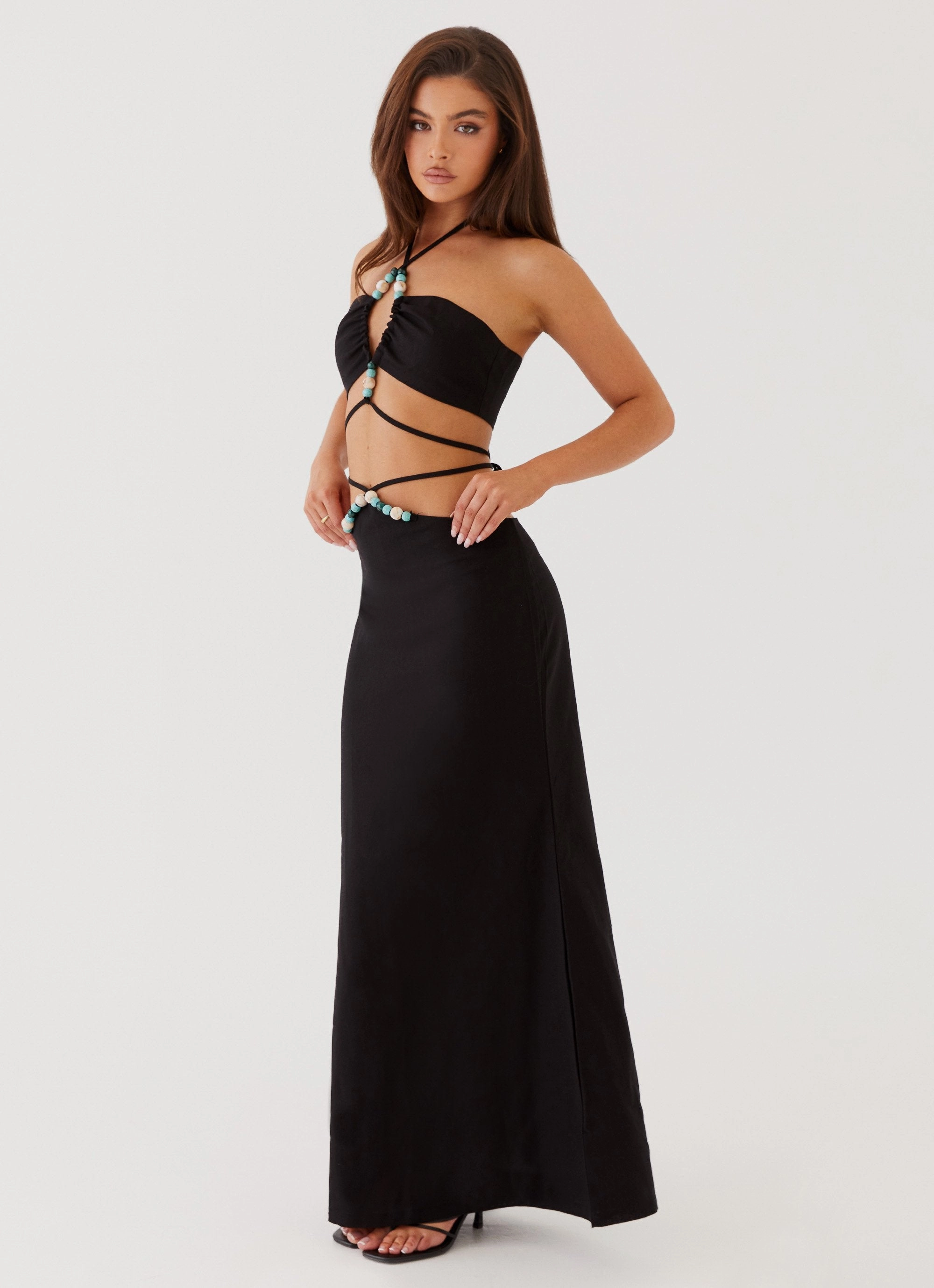 Neveah Beaded Maxi Skirt - Black Maximalist look
