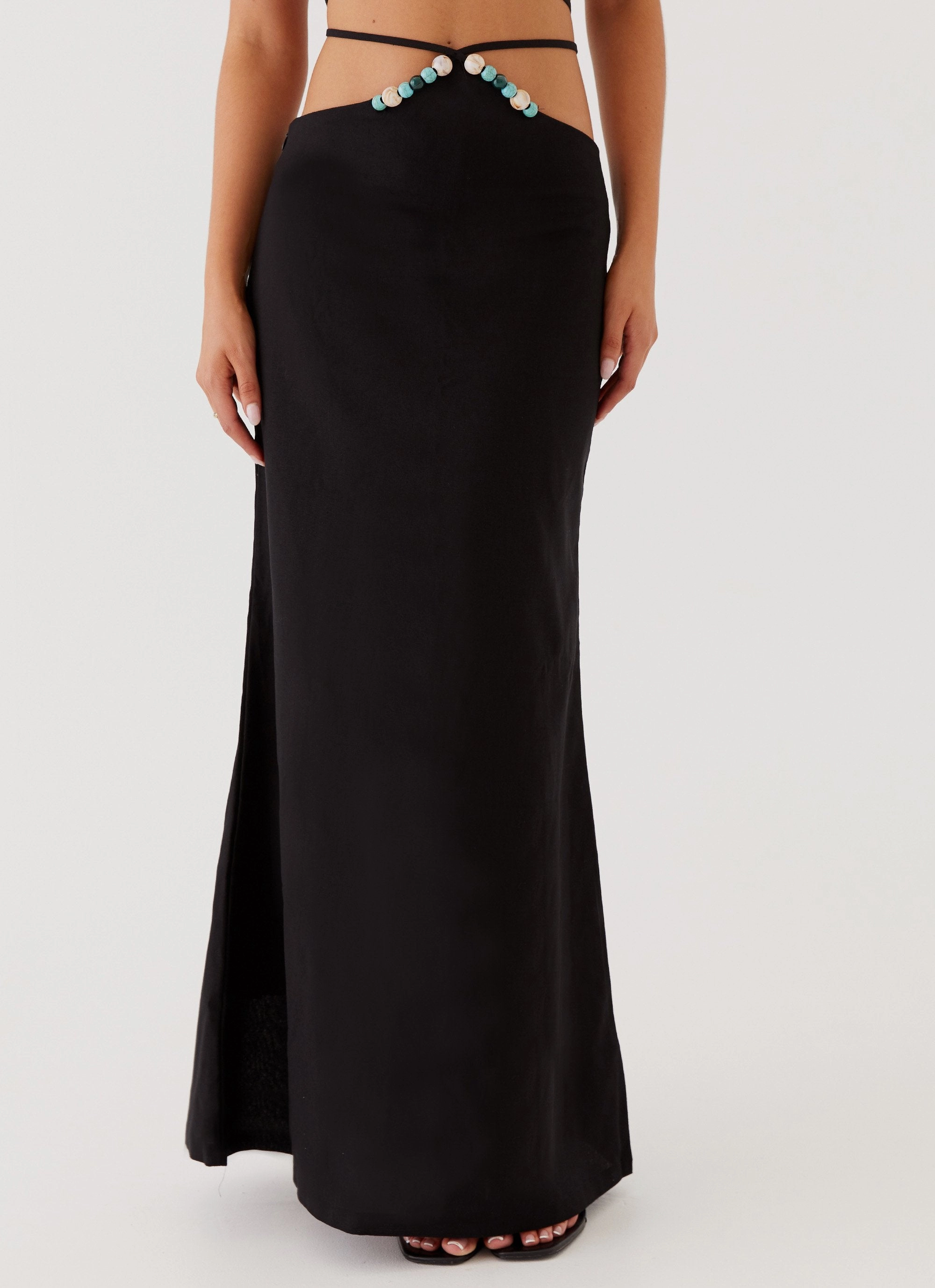 Neveah Beaded Maxi Skirt - Black Trend Ready Water Resistant