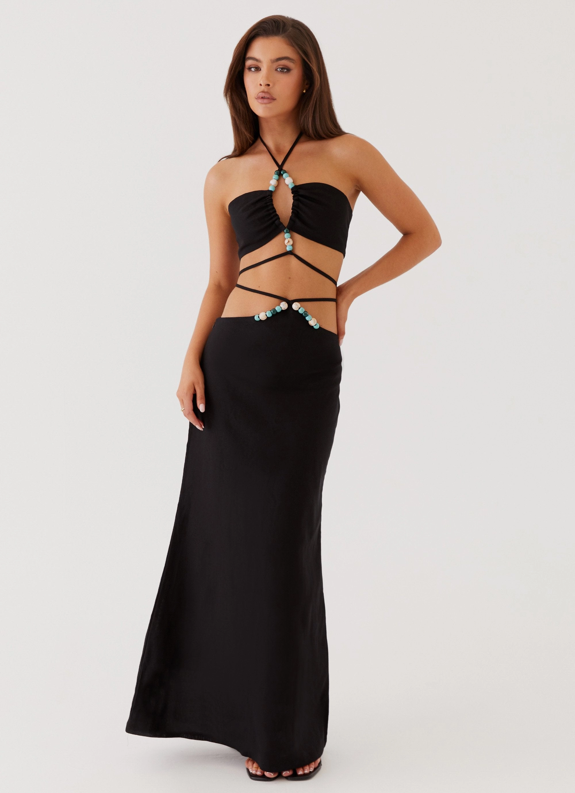 Neveah Beaded Maxi Skirt - Black Comfort Wear