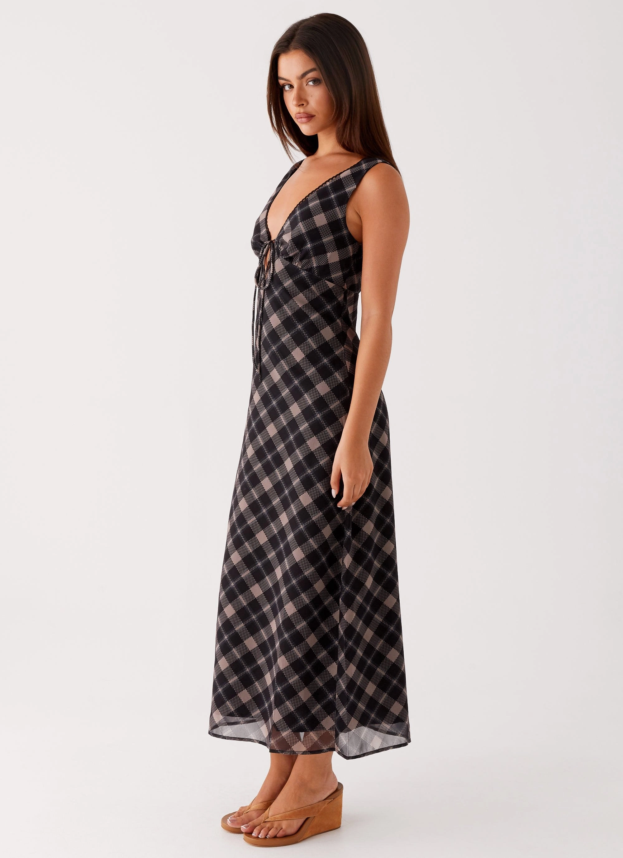 budget-friendly Gianna Midi Dress - Taupe Check