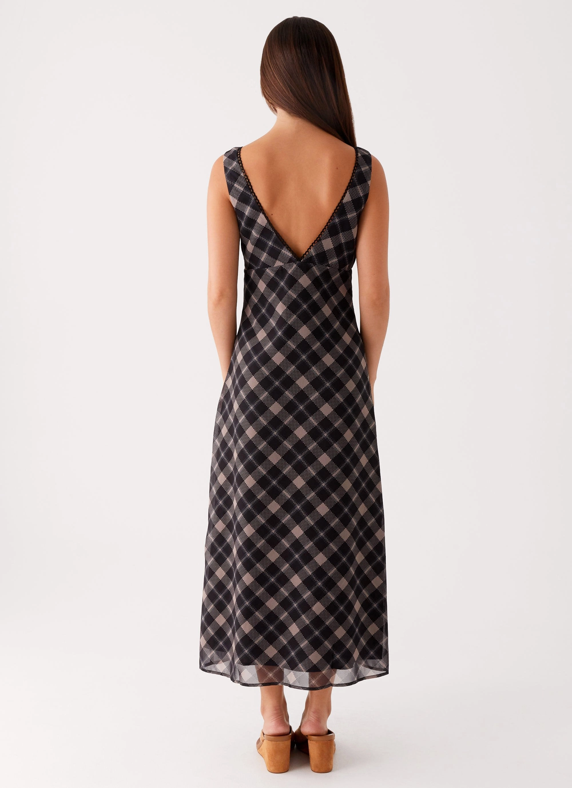Gianna Midi Dress - Taupe Check Daily Comfort