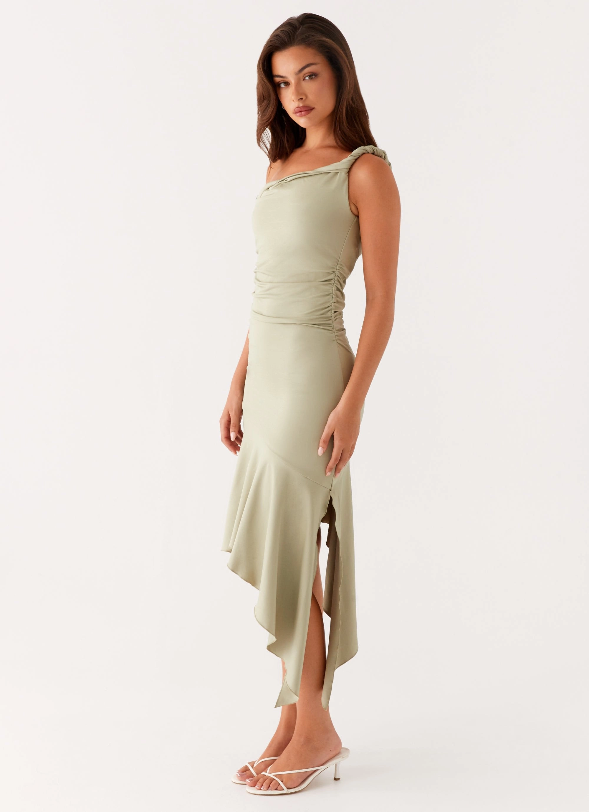 Huntah Midi Dress - Sage Cozy Drape