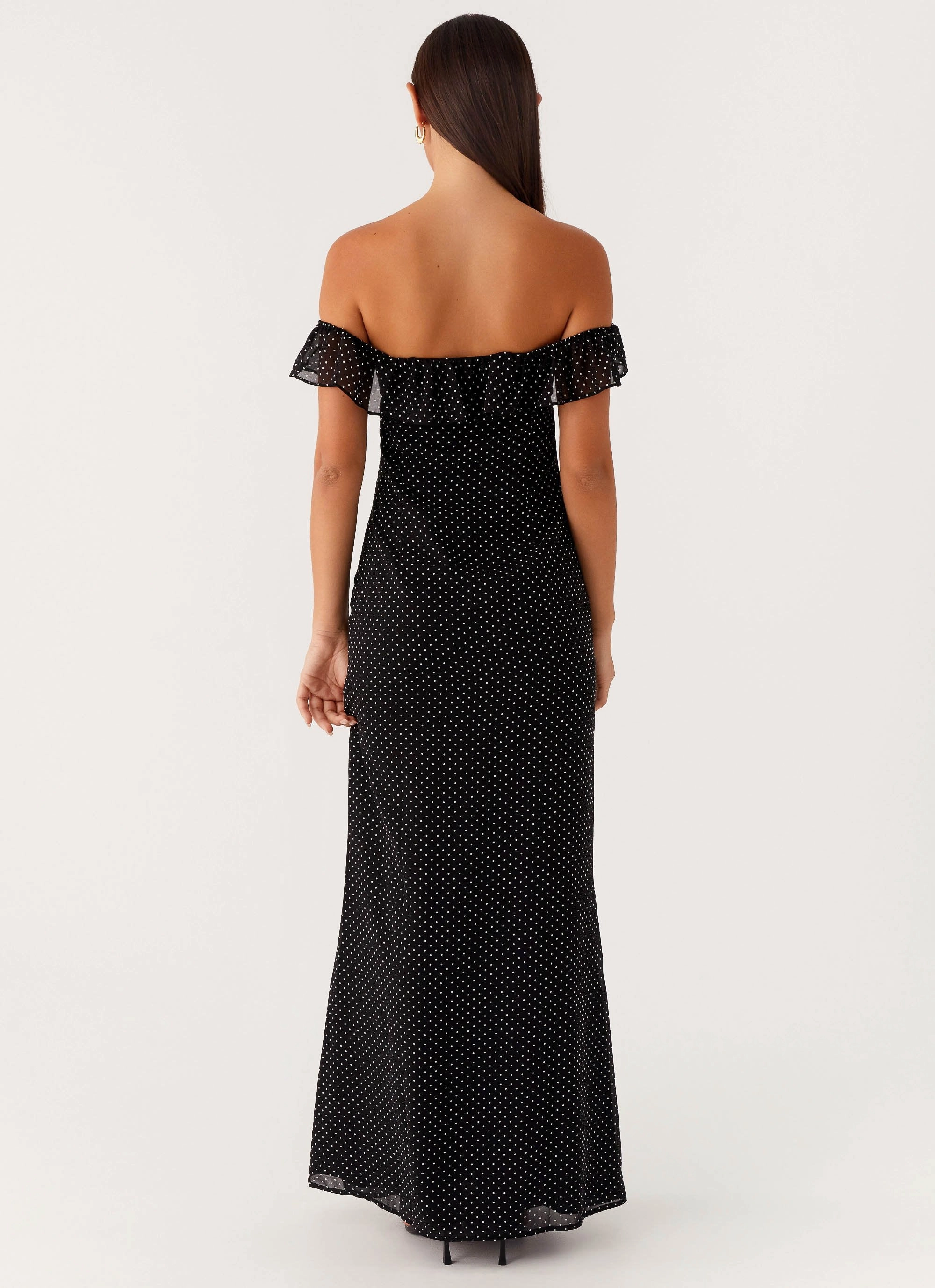 Scarlet Cherry Maxi Dress - Black Polka Dot Vibrant Tone Breathable Layering
