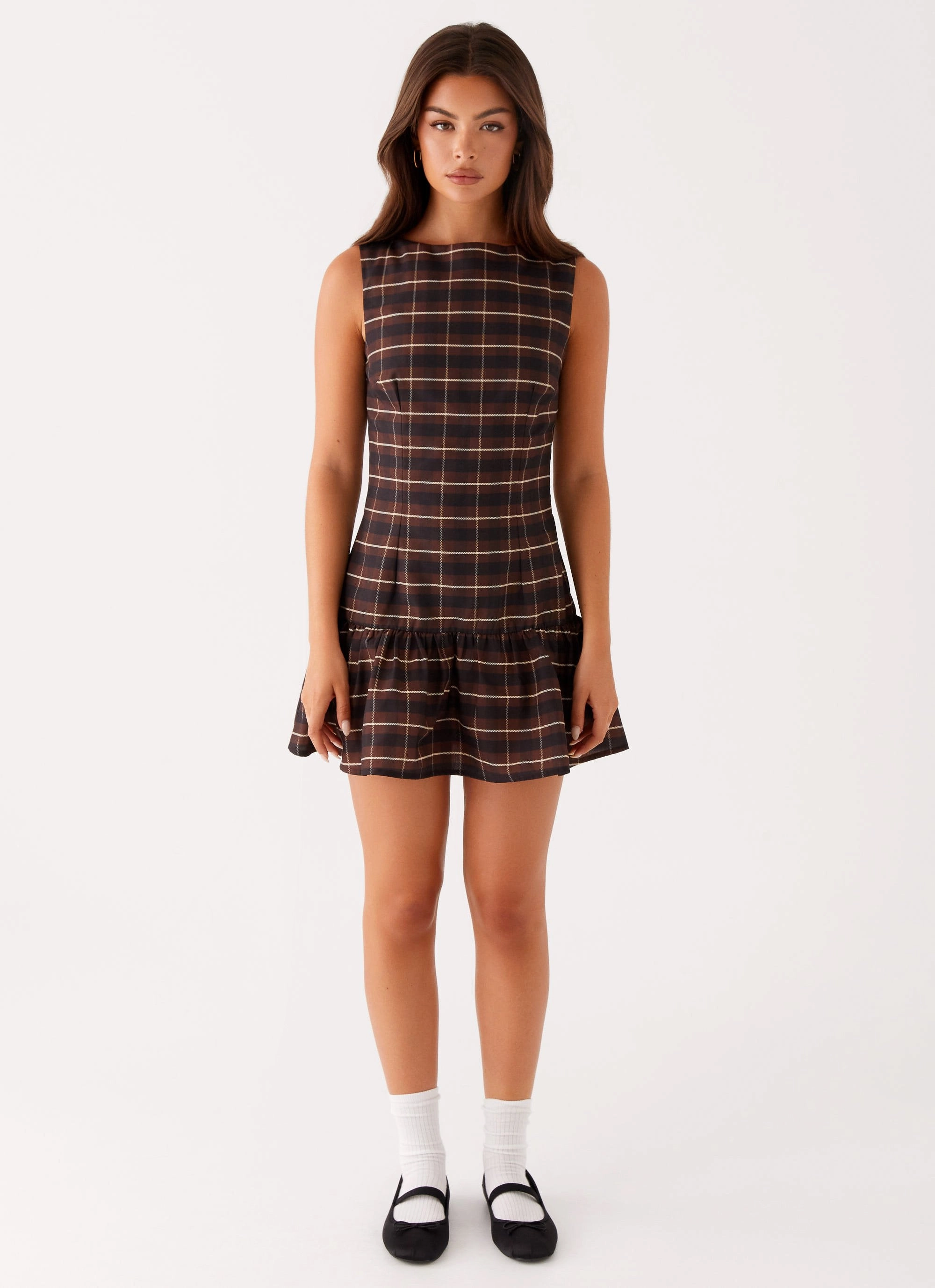 Bold Movement Arizona Mini Dress - Brown Black Check