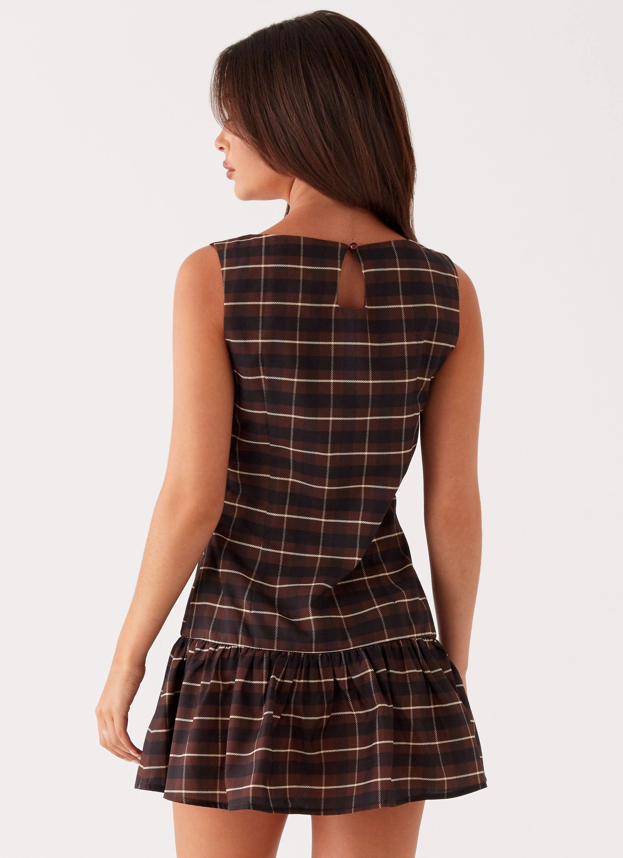 Arizona Mini Dress - Brown Black Check Flawless Construction