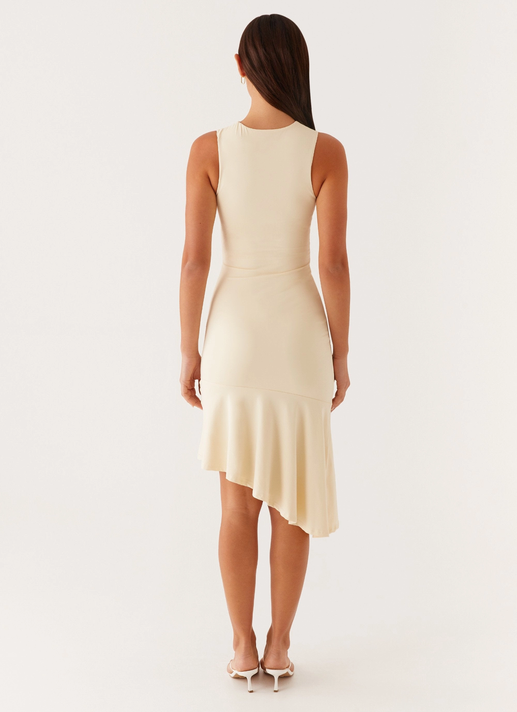 Niya Ruched Midi Dress - Pastel Yellow Gender Free