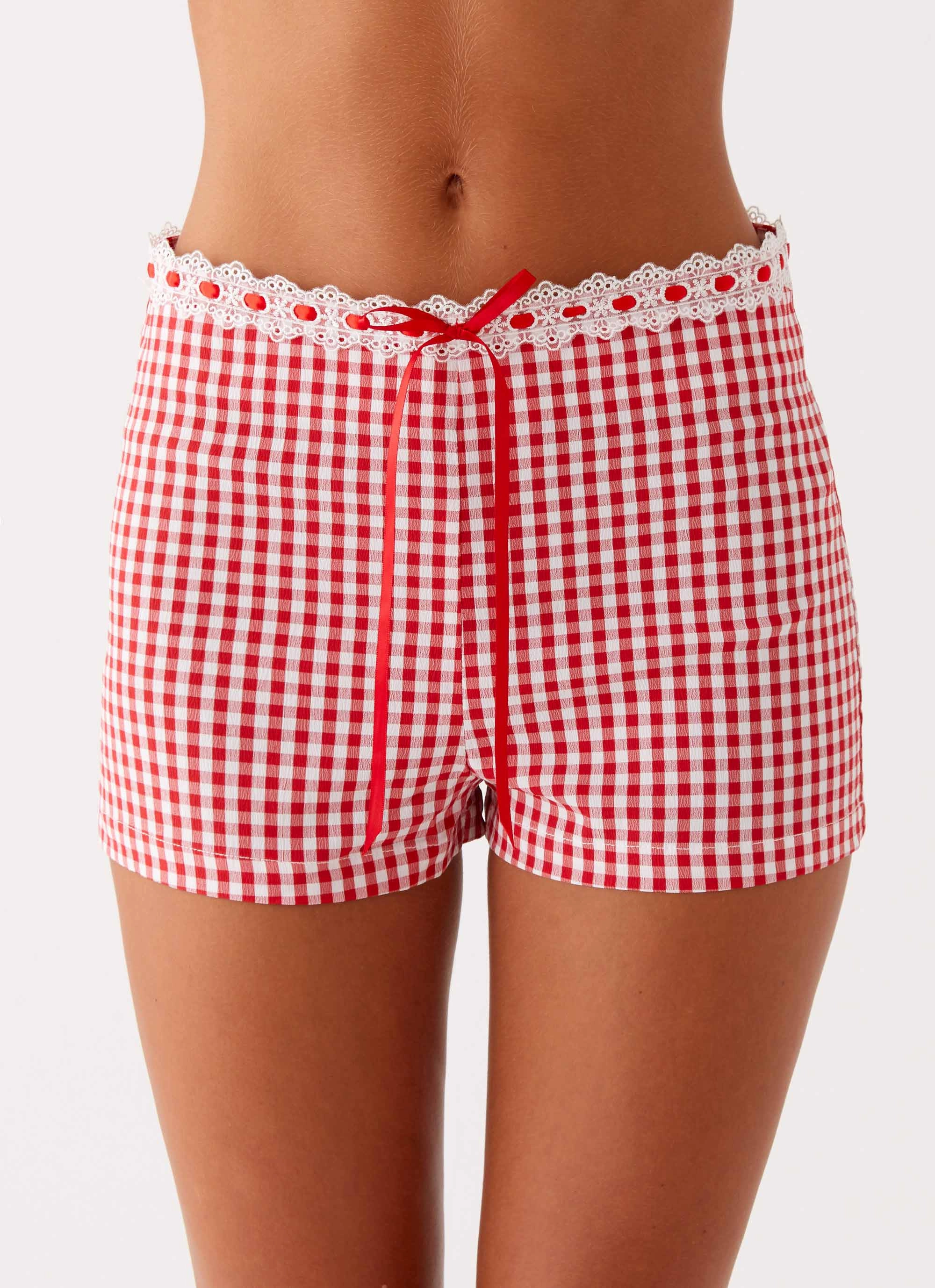 music concert Devon Micro Shorts - Red Gingham