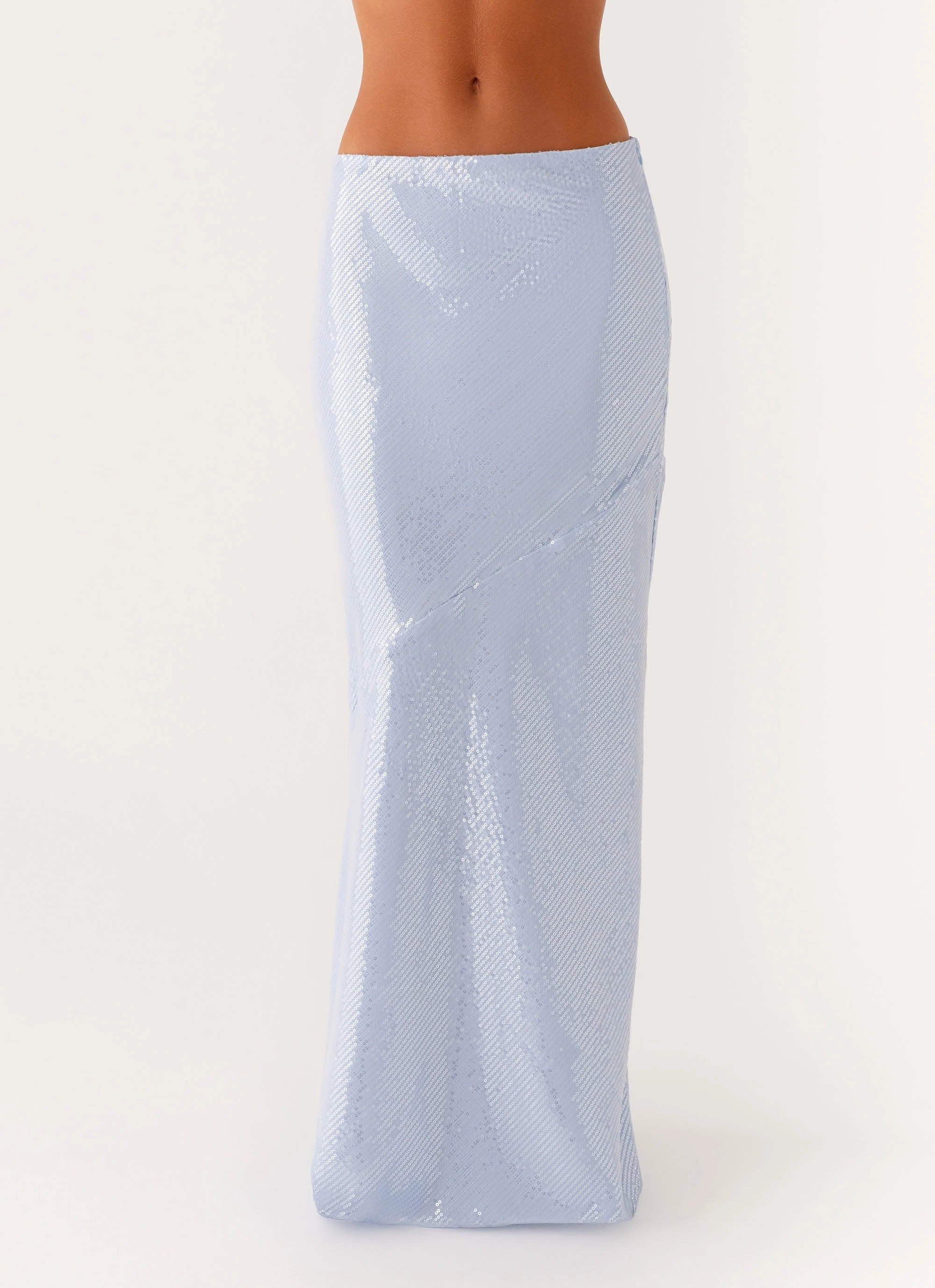 Algorithm Sequin Maxi Skirt - Blue Hygienic Coating Non see through