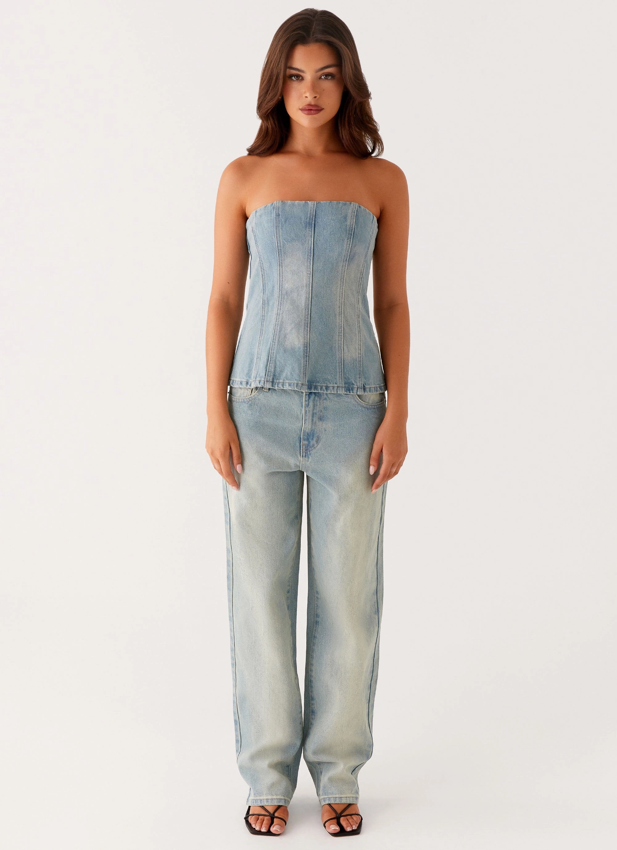 Poppy Low Rise Jeans - Vintage Denim Sleek Waist