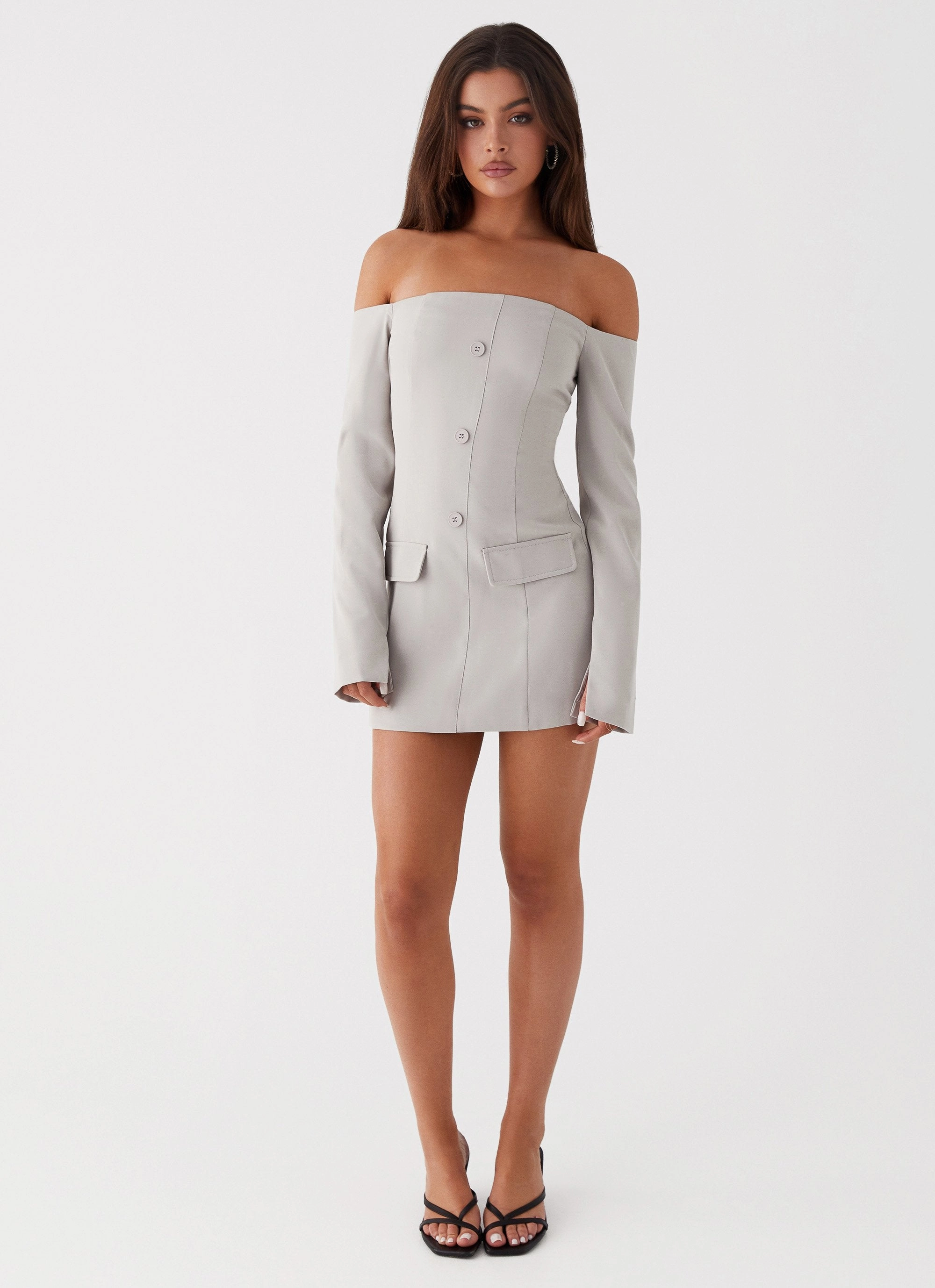 Daily Favorite Dominique Blazer Mini Dress - Grey