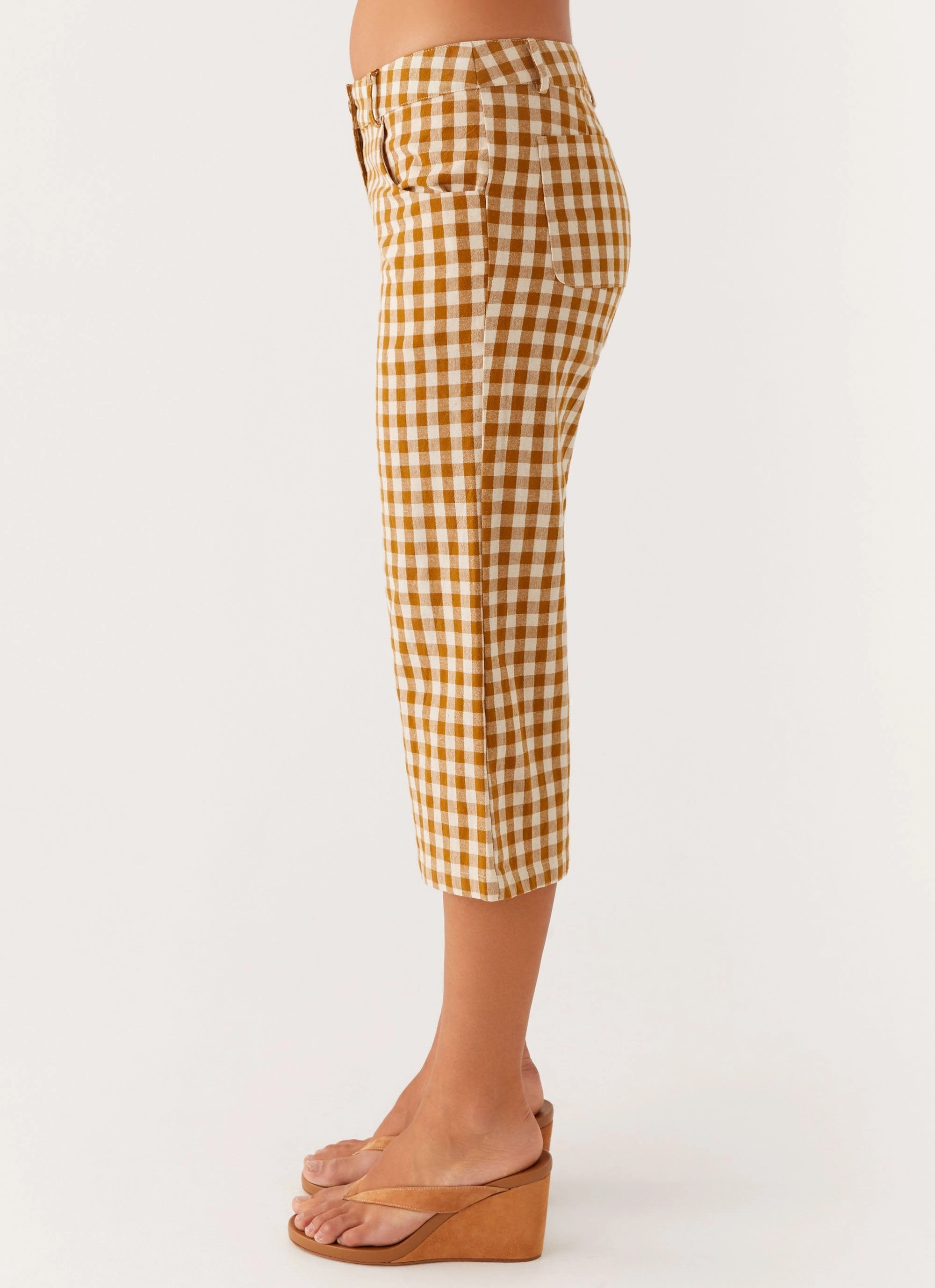 Quick Access Zippers Radley Capri Pants - Brown Gingham
