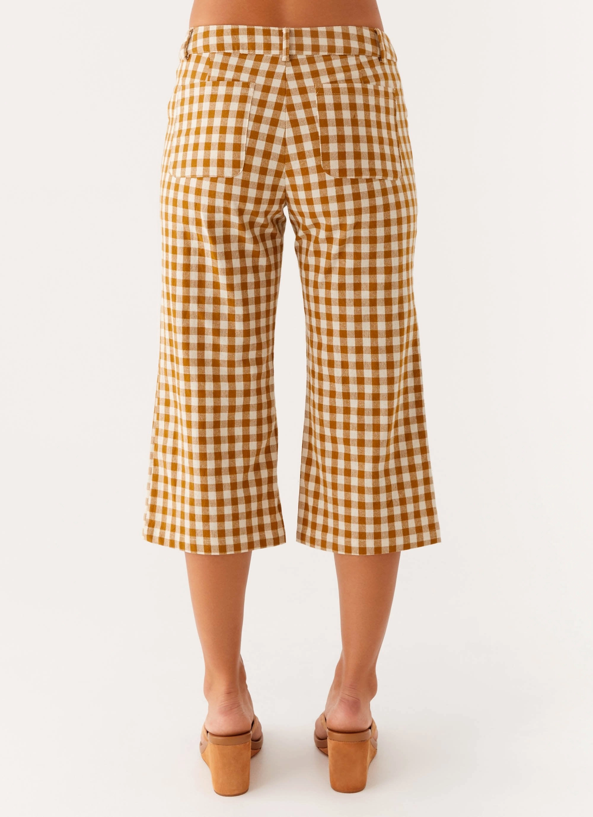LightweightComfort Easy Care Fabric Finish Radley Capri Pants - Brown Gingham