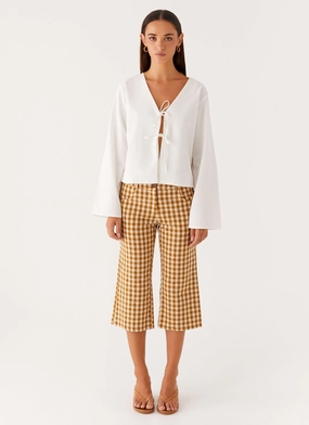 MoistureWicking Work Comfort Radley Capri Pants - Brown Gingham