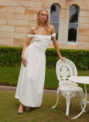 Artistic Edge Countryside Off Shoulder Maxi Dress - Ivory