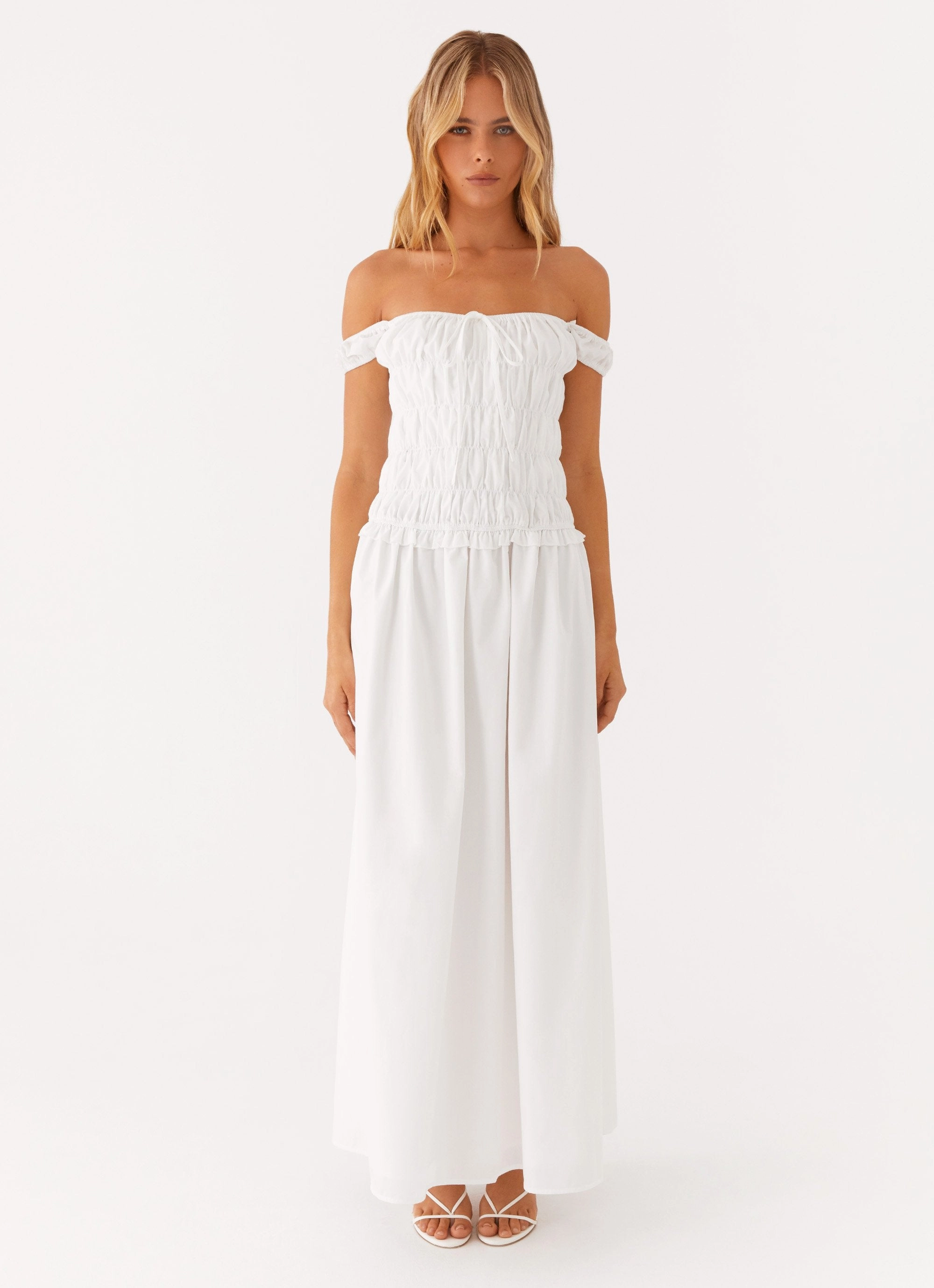 Mood Booster Countryside Off Shoulder Maxi Dress - Ivory