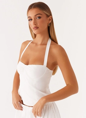 Cheryl Bustier Halter Top - White AntiStaticTreatment