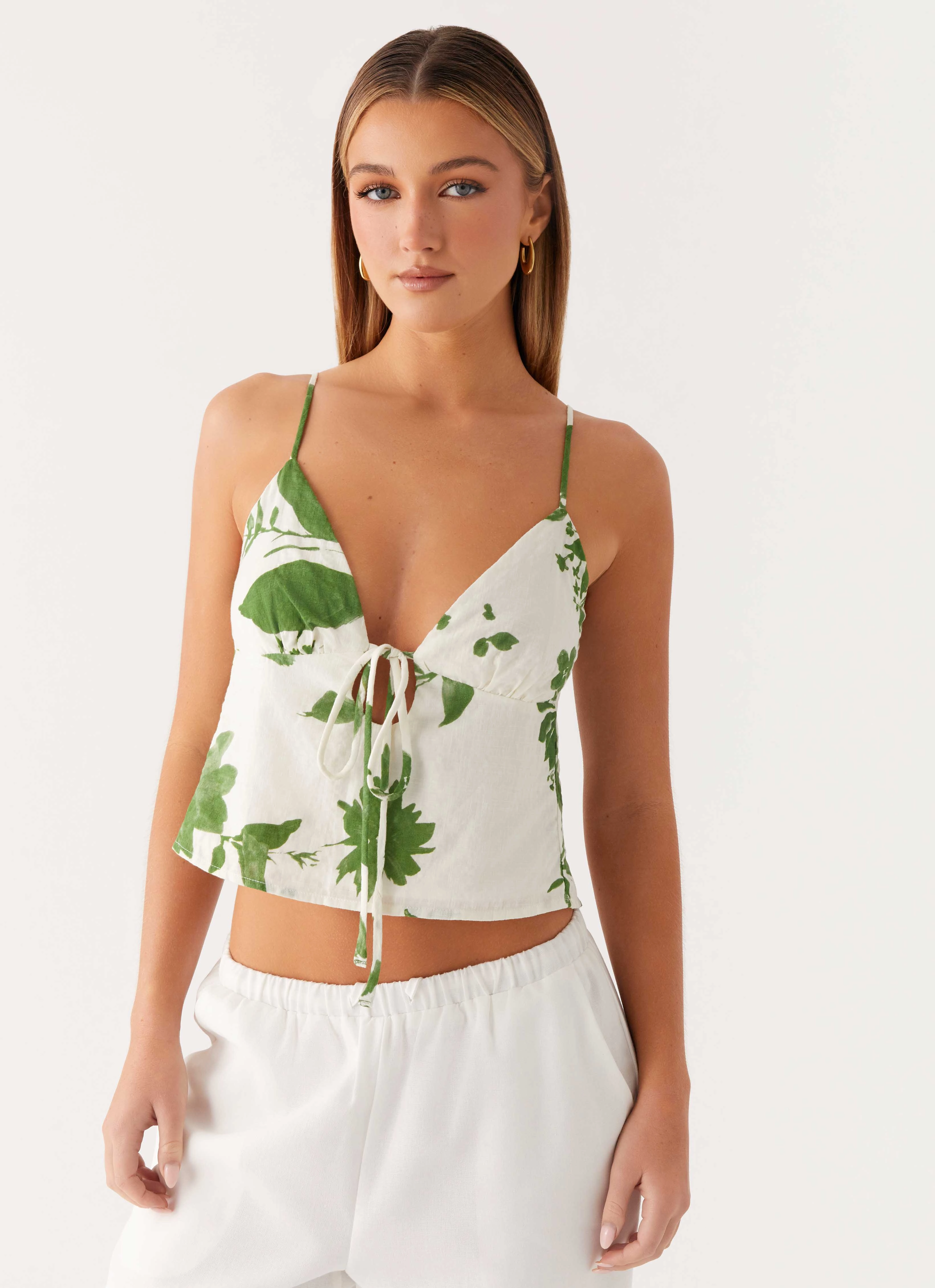 Stylish Jacket Faela Cami Top - Verdant Bloom