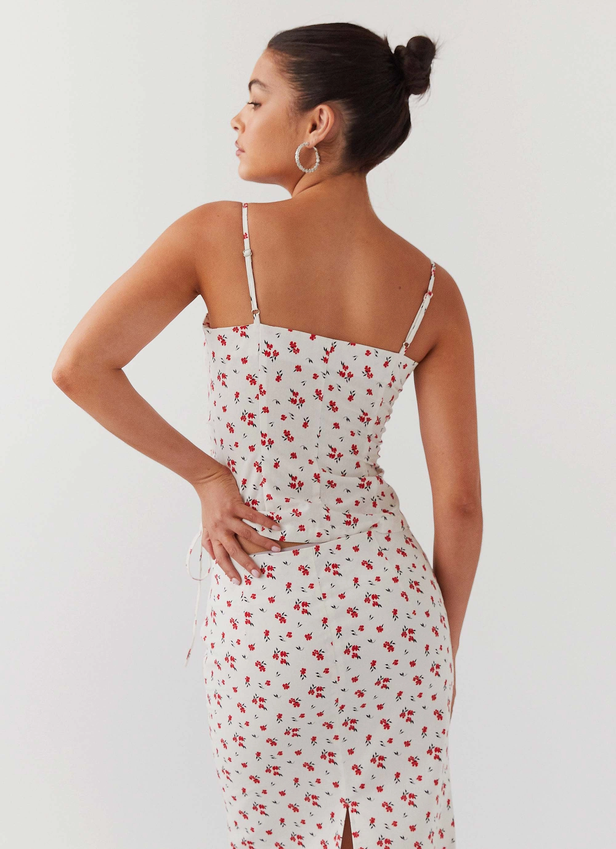 Relaxed Look Ariana Linen Bustier Top - Poppy Floral