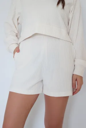 Softy Lounge Shorts- Ivory-(FINAL SALE) Frayed hem Abrasion Resistant Panels